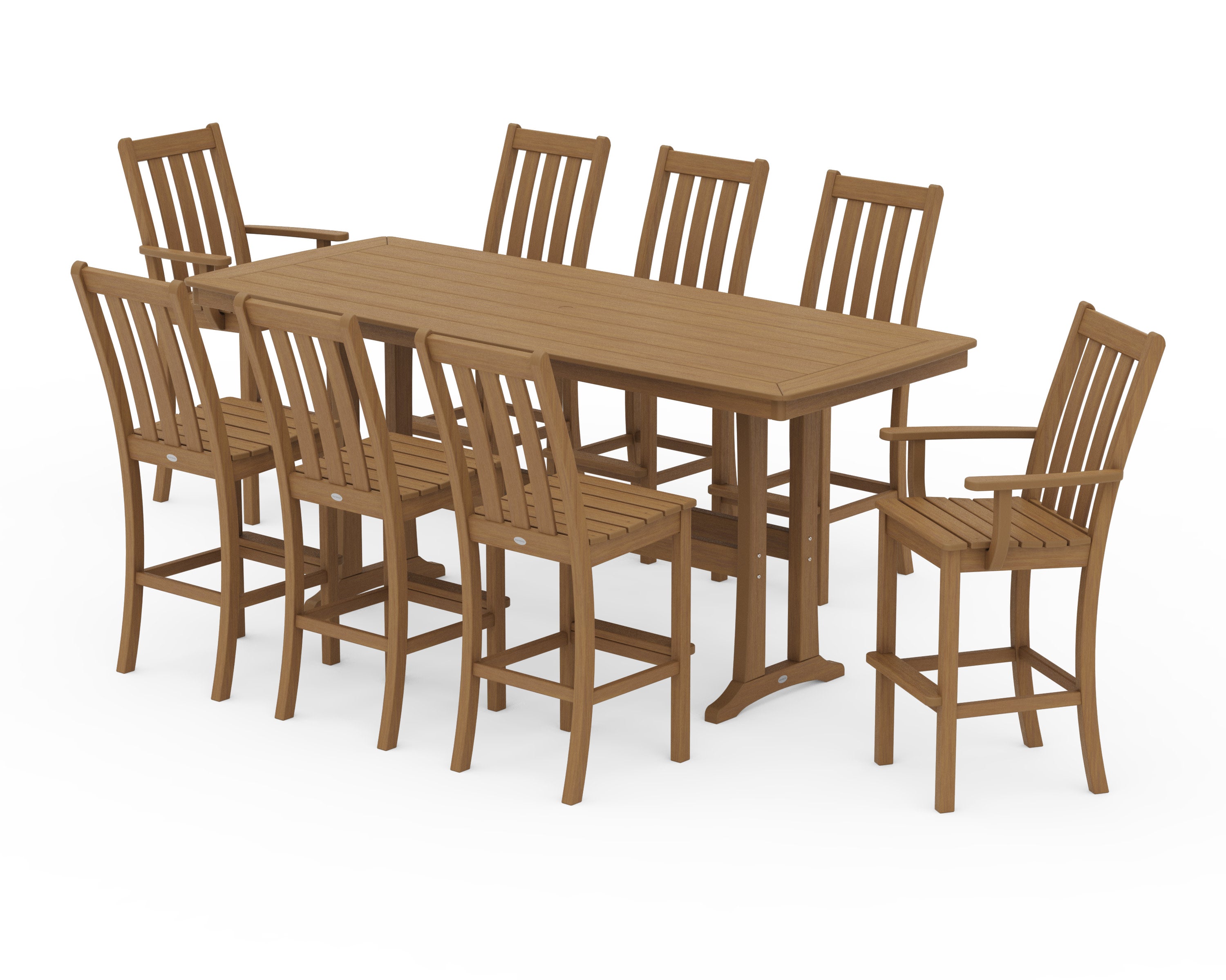 Vineyard 9-Piece Bar Set with Trestle Legs in Natural