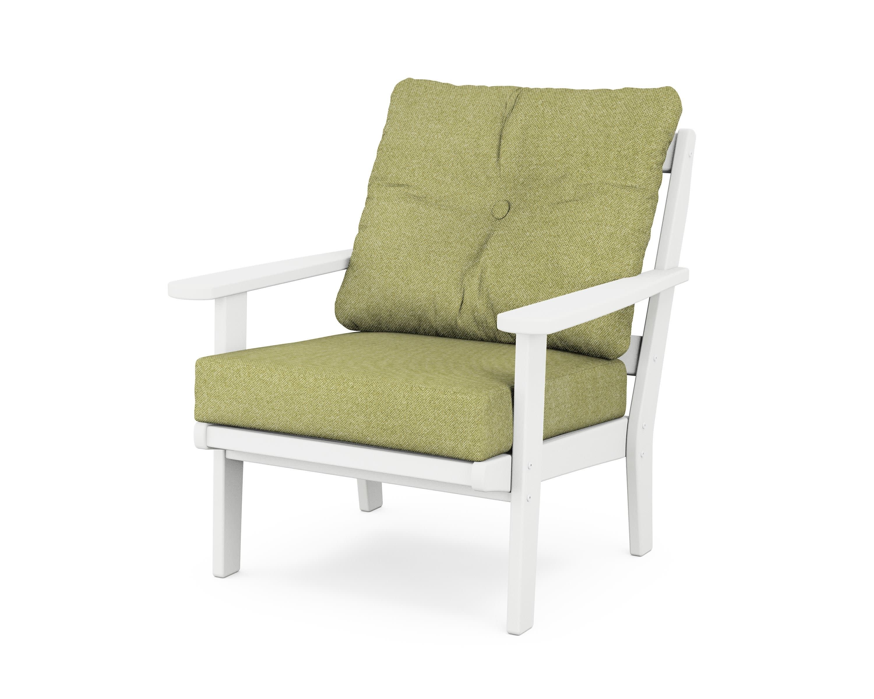 Mission Deep Seating Chair in White / Chartreuse Boucle