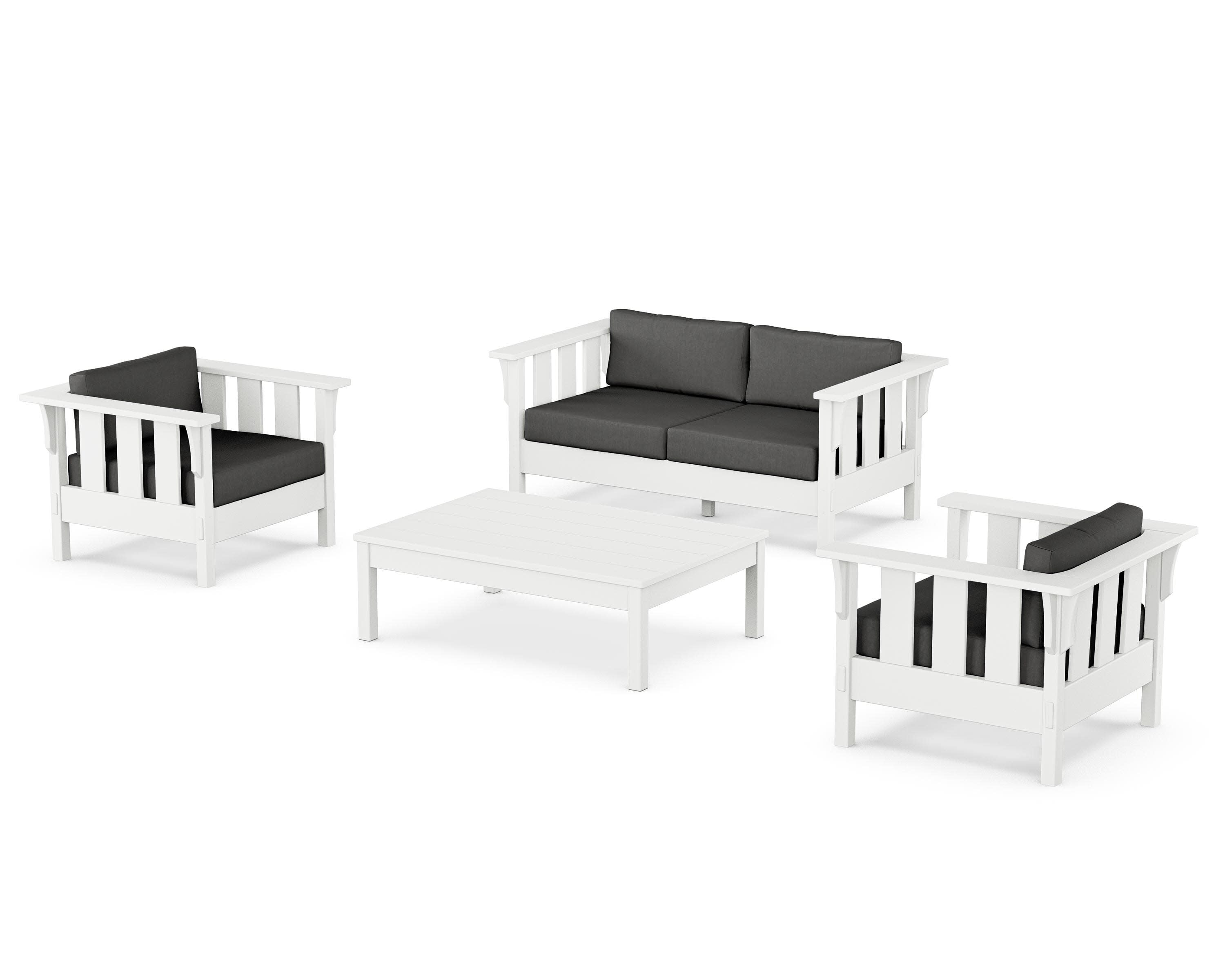 Acadia 4-Piece Deep Seating Set with Loveseat in White / Spectrum Carbon