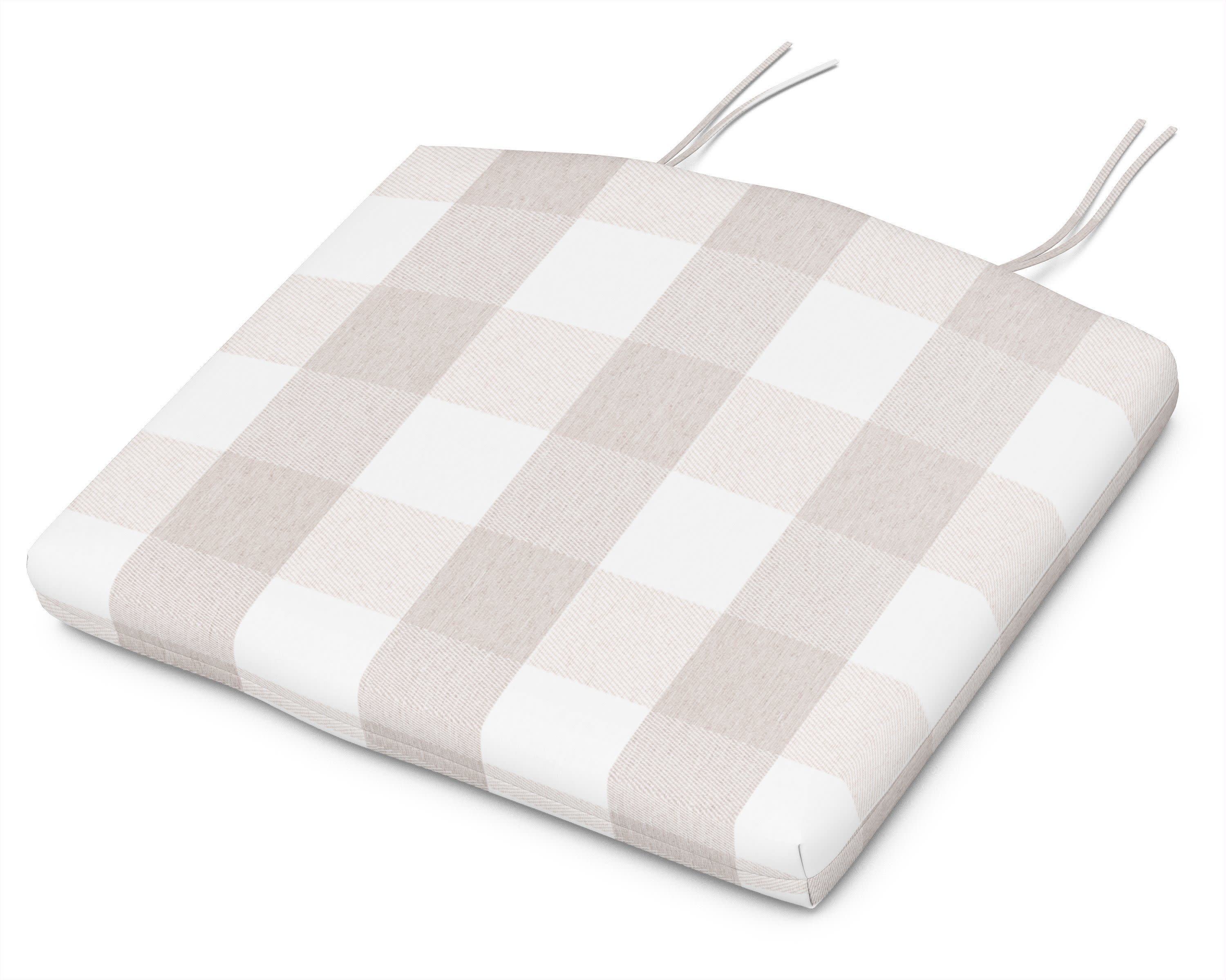 Seat Cushion - 19.06"D x 22.12"W x 2.5"H in Buffalo Plaid Dune Burlap