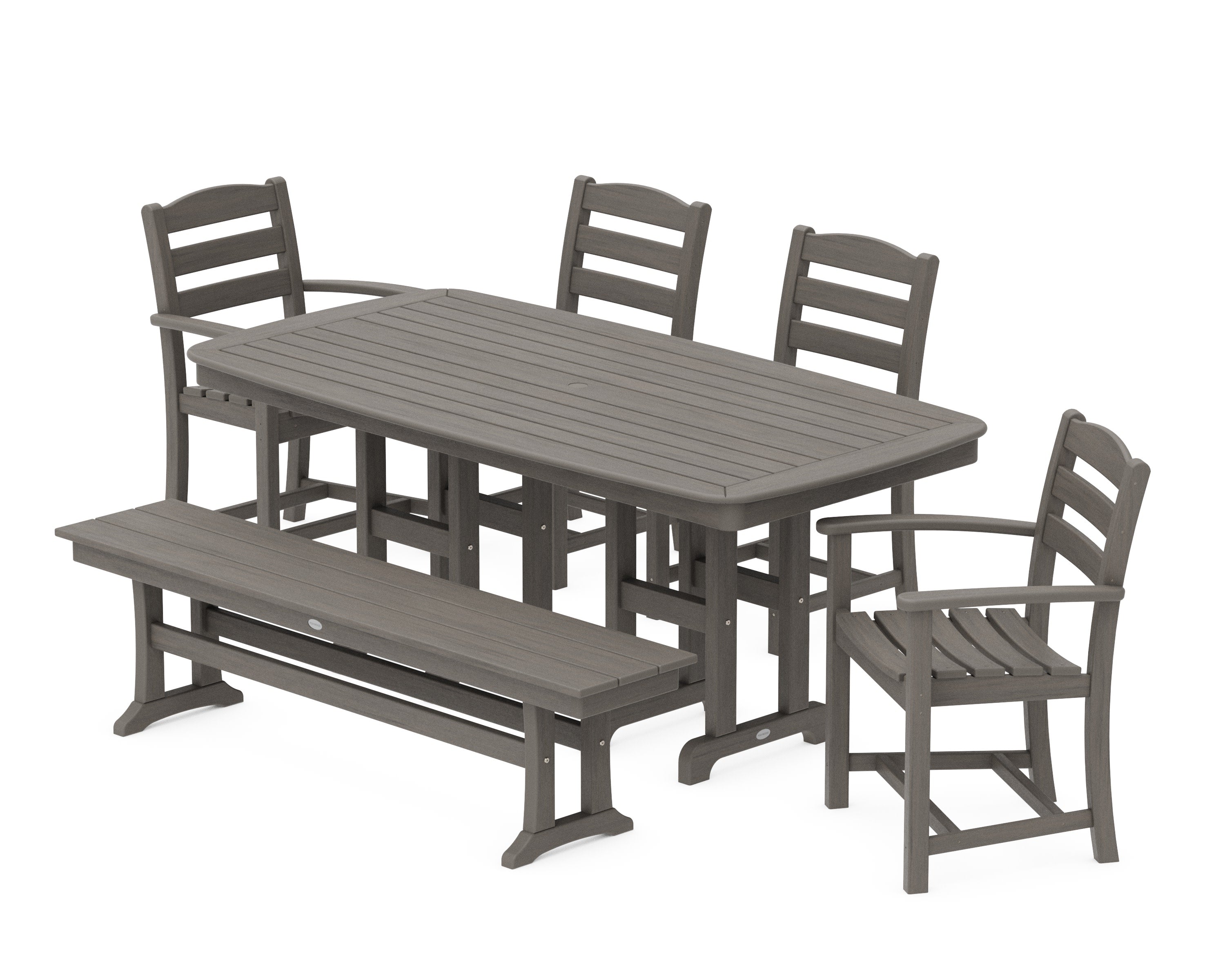 La Casa Caf 6-Piece Dining Set with Bench in Driftwood