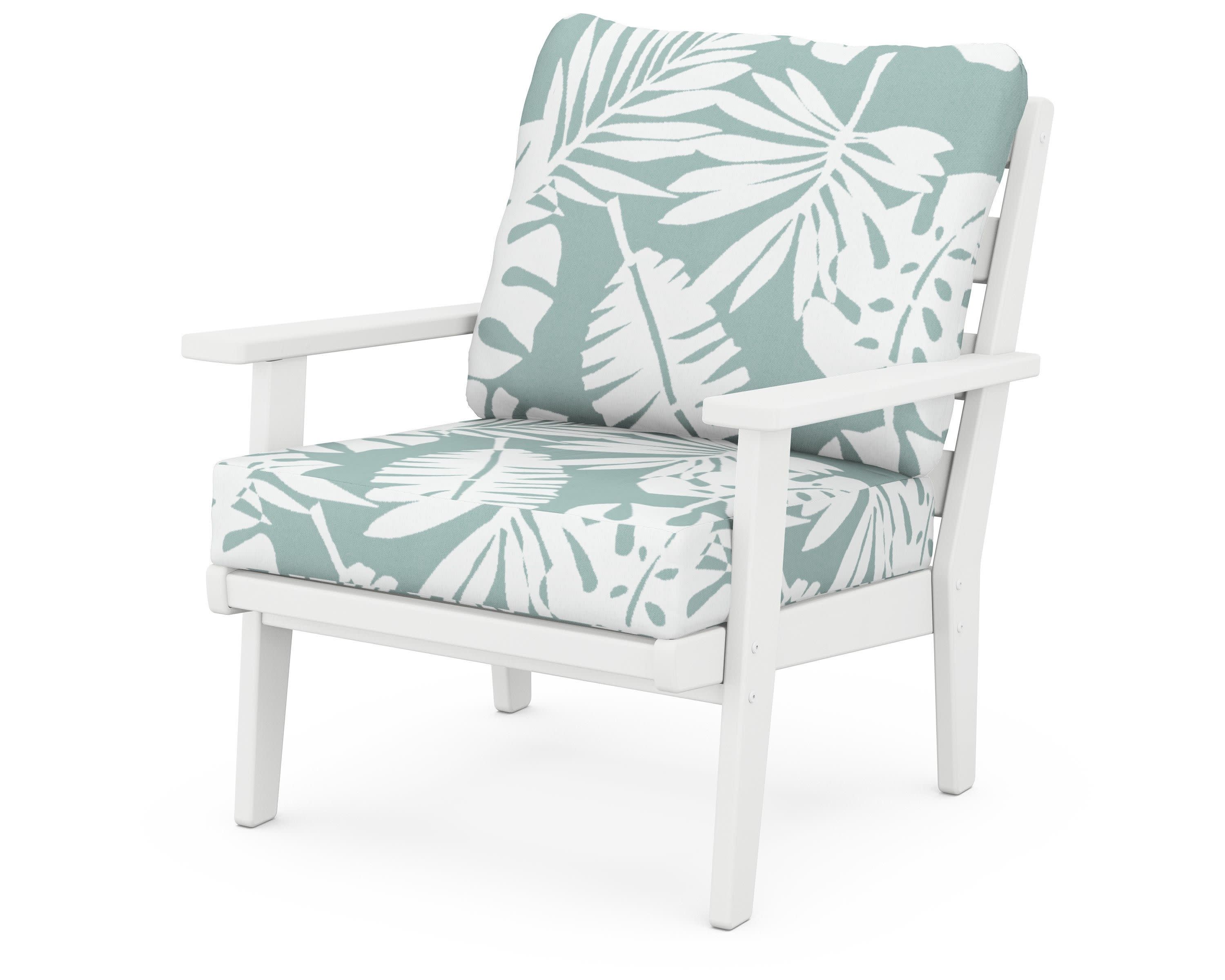 Grant Park Deep Seating Chair in White / Leaf Glacier Spa