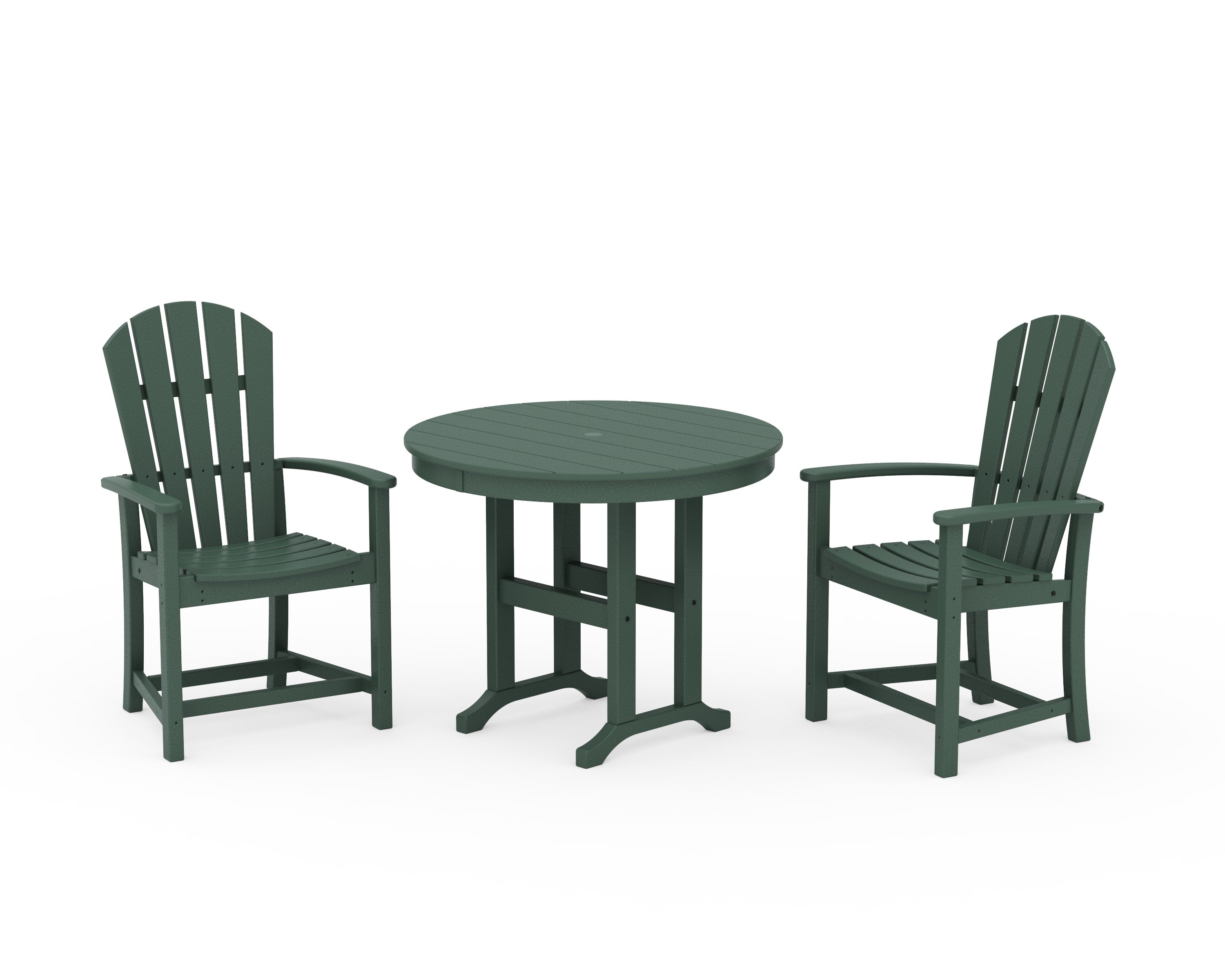 Palm Coast 3-Piece Round Farmhouse Dining Set in Green