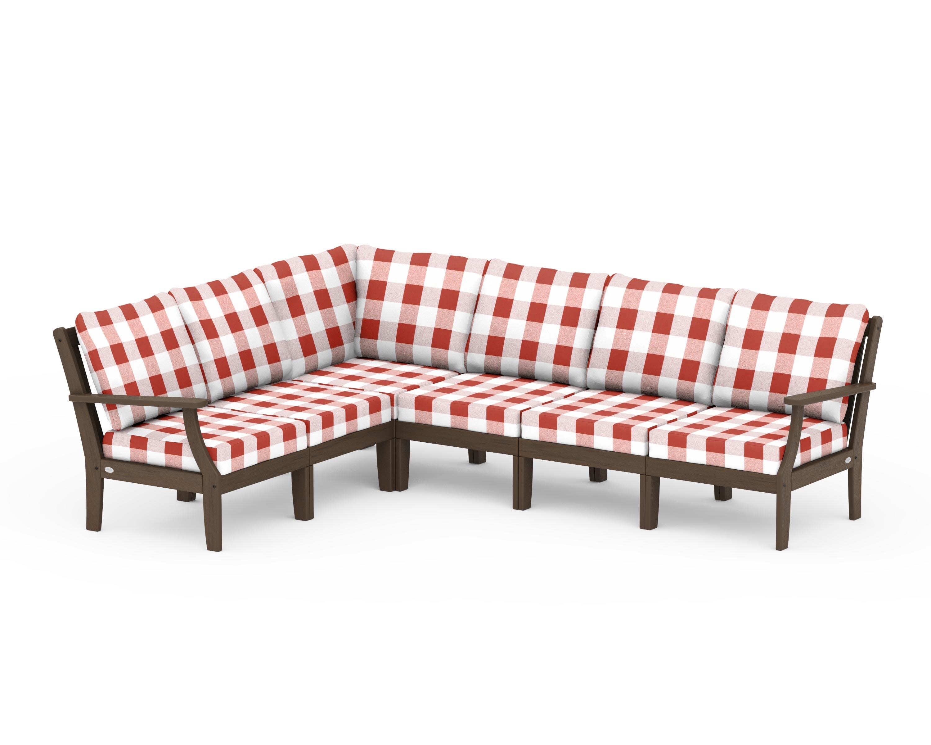 Braxton Modular 6-Piece Deep Seating Set in Kona / Buffalo Plaid Crimson