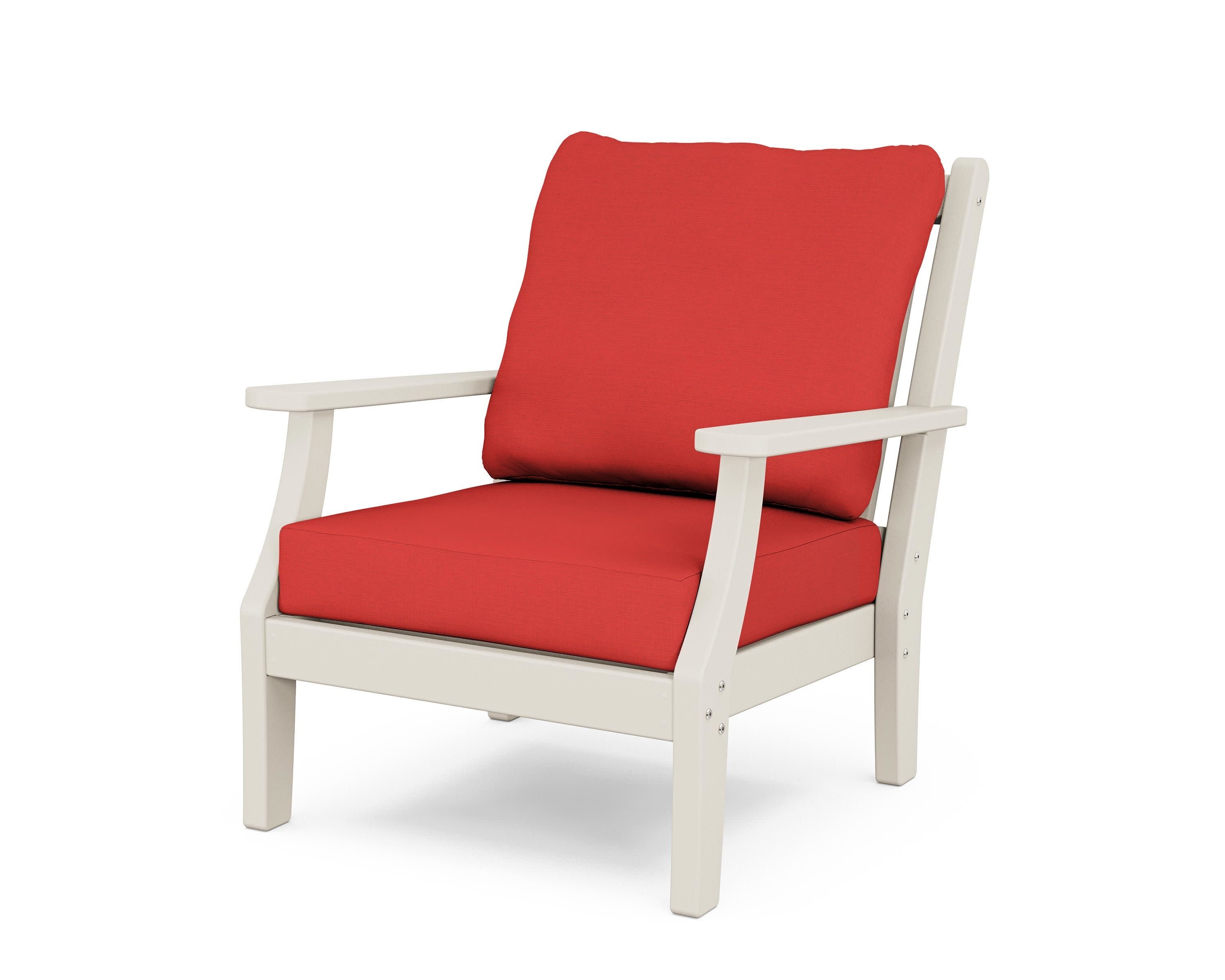 Wovendale Deep Seating Chair in Sand / Crimson Linen