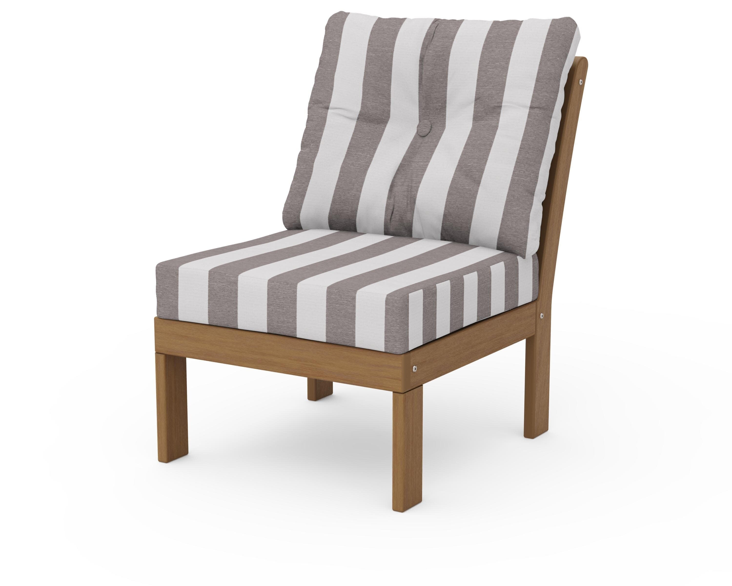 Vineyard Modular Armless Chair in Natural / Cabana Stripe Grey Mist
