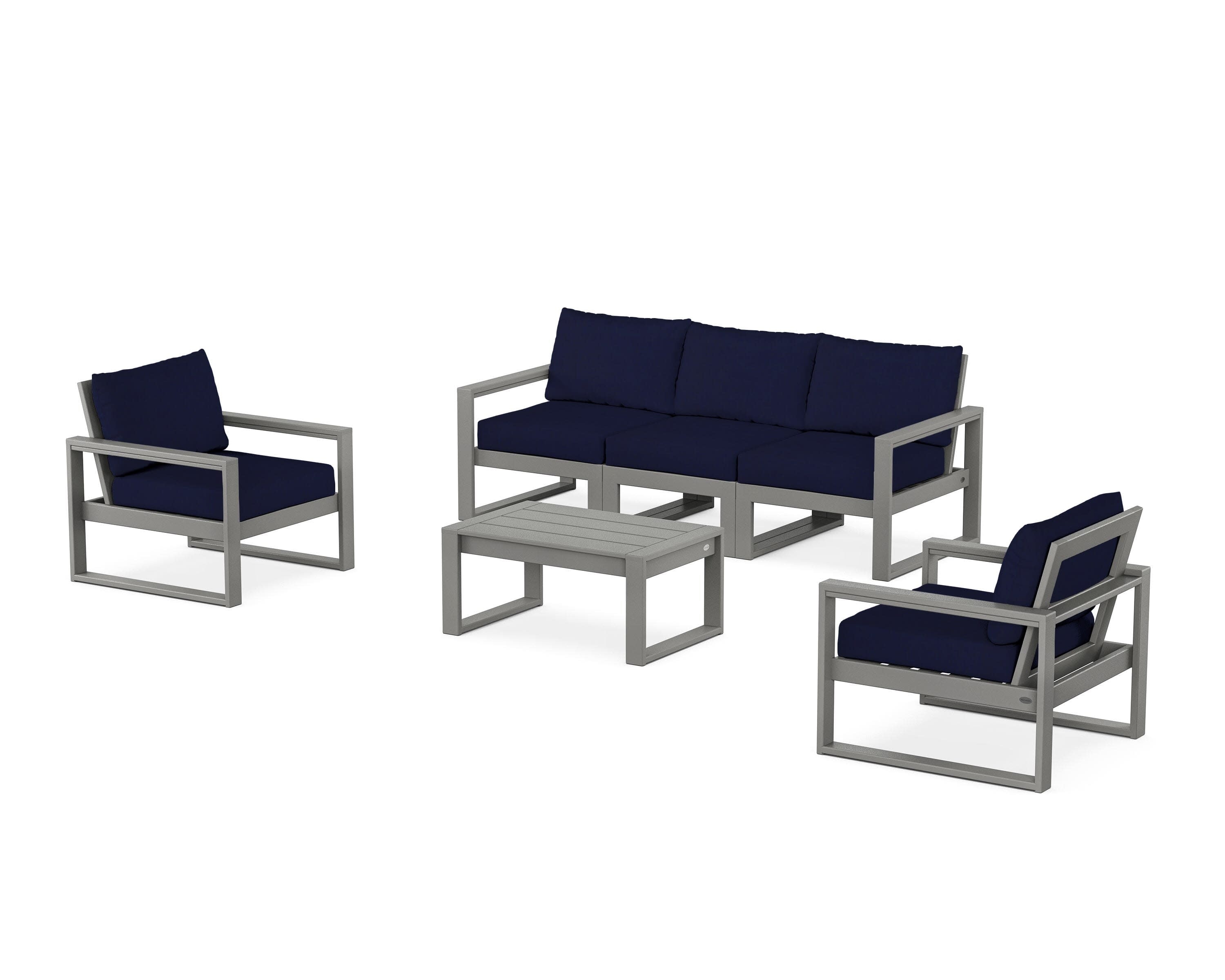 EDGE Sectional 4-Piece Deep Seating Set with Sofa in Slate Grey / Navy