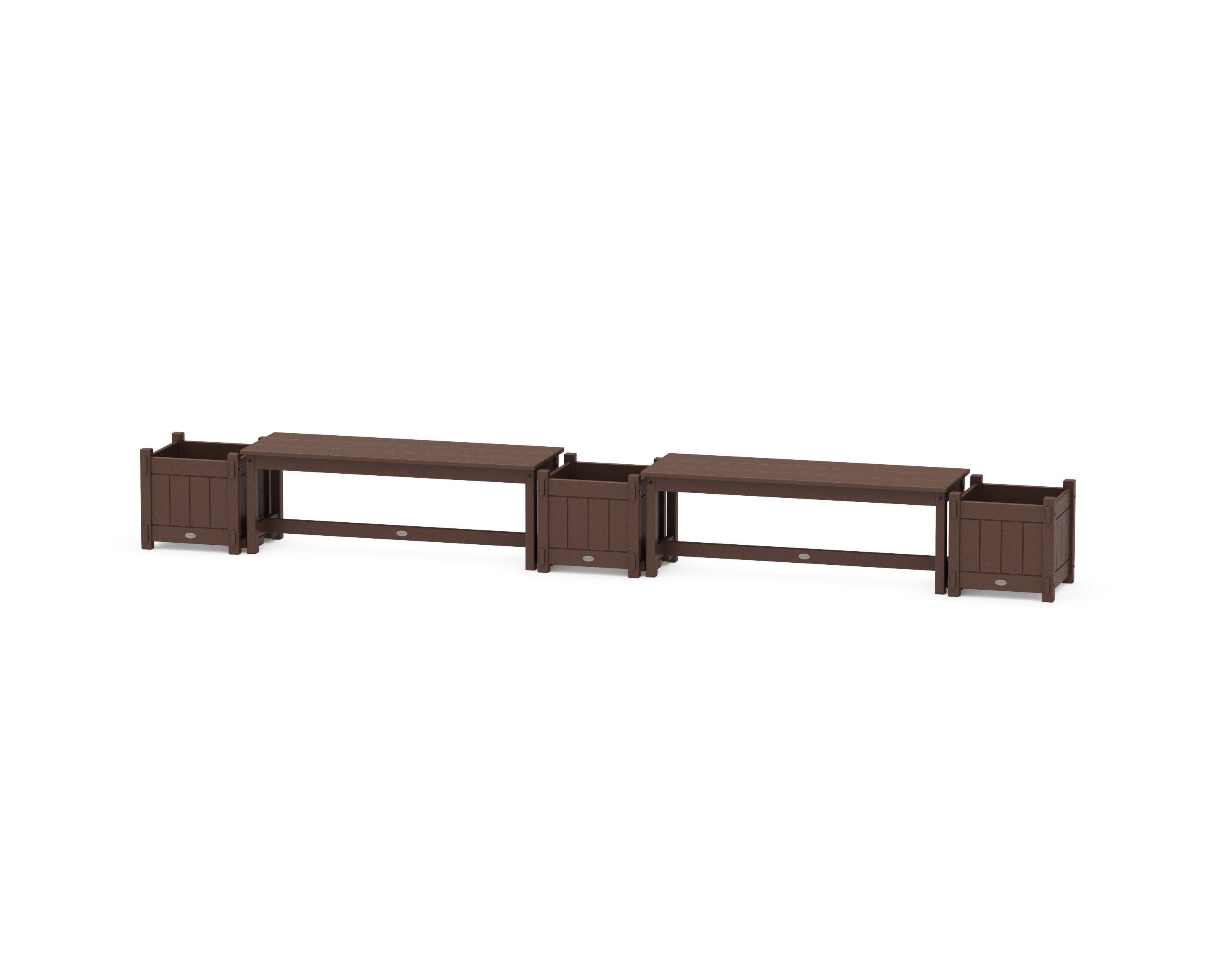48" Vineyard Straight Double Planter Bench Set in Mahogany