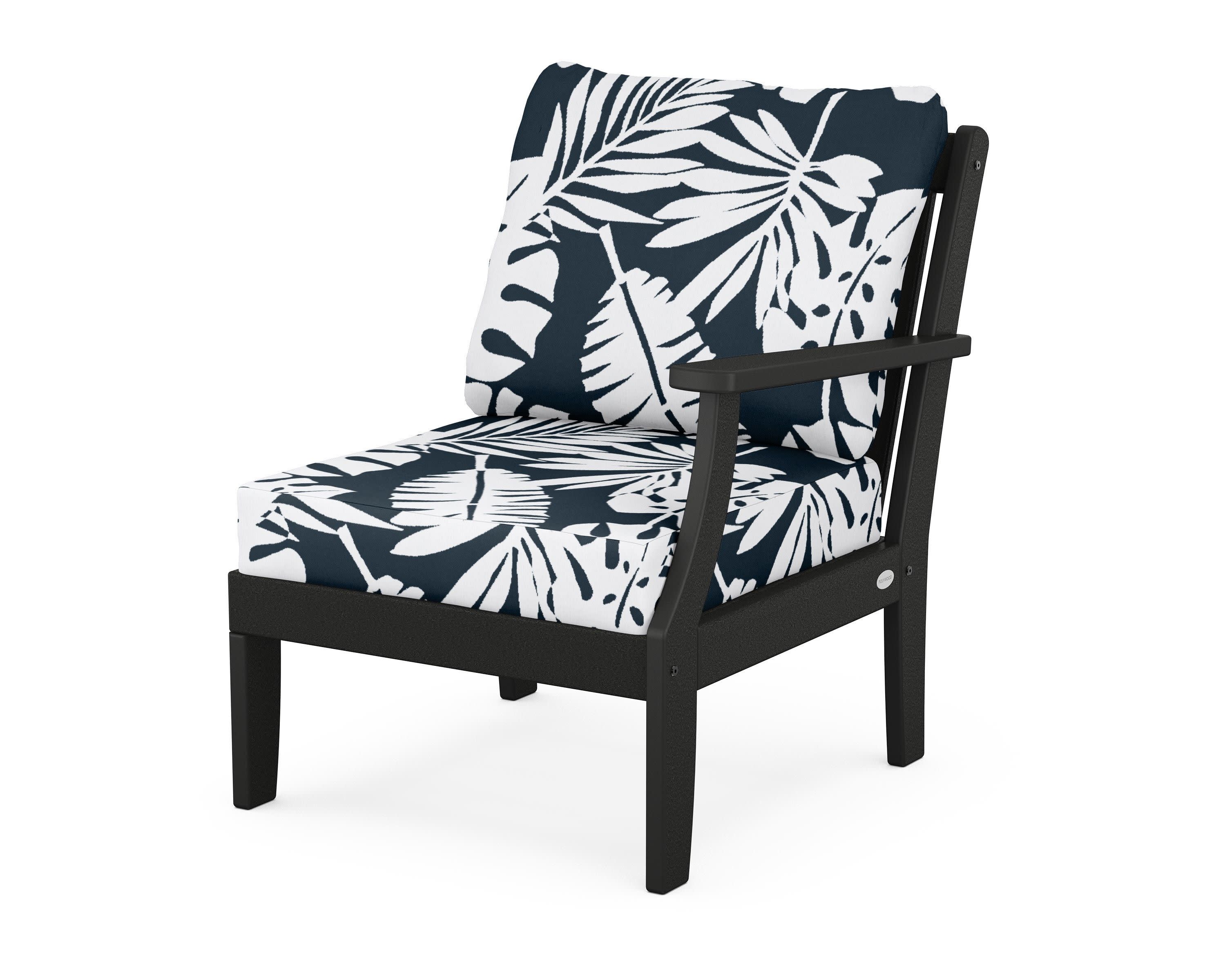 Braxton Modular Right Arm Chair in Black / Leaf Marine Indigo