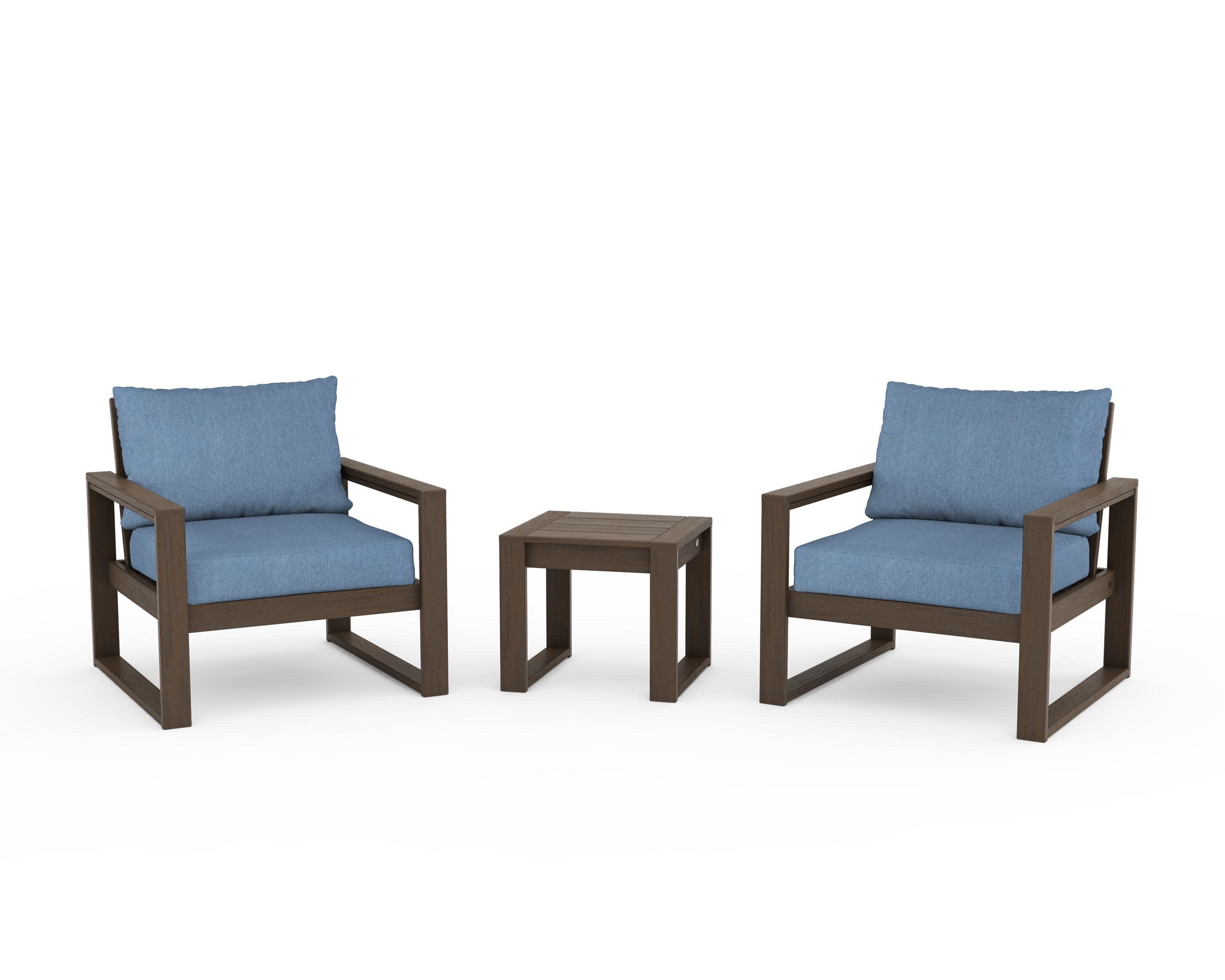 EDGE Sectional 3-Piece Deep Seating Set in Kona / Sky Blue