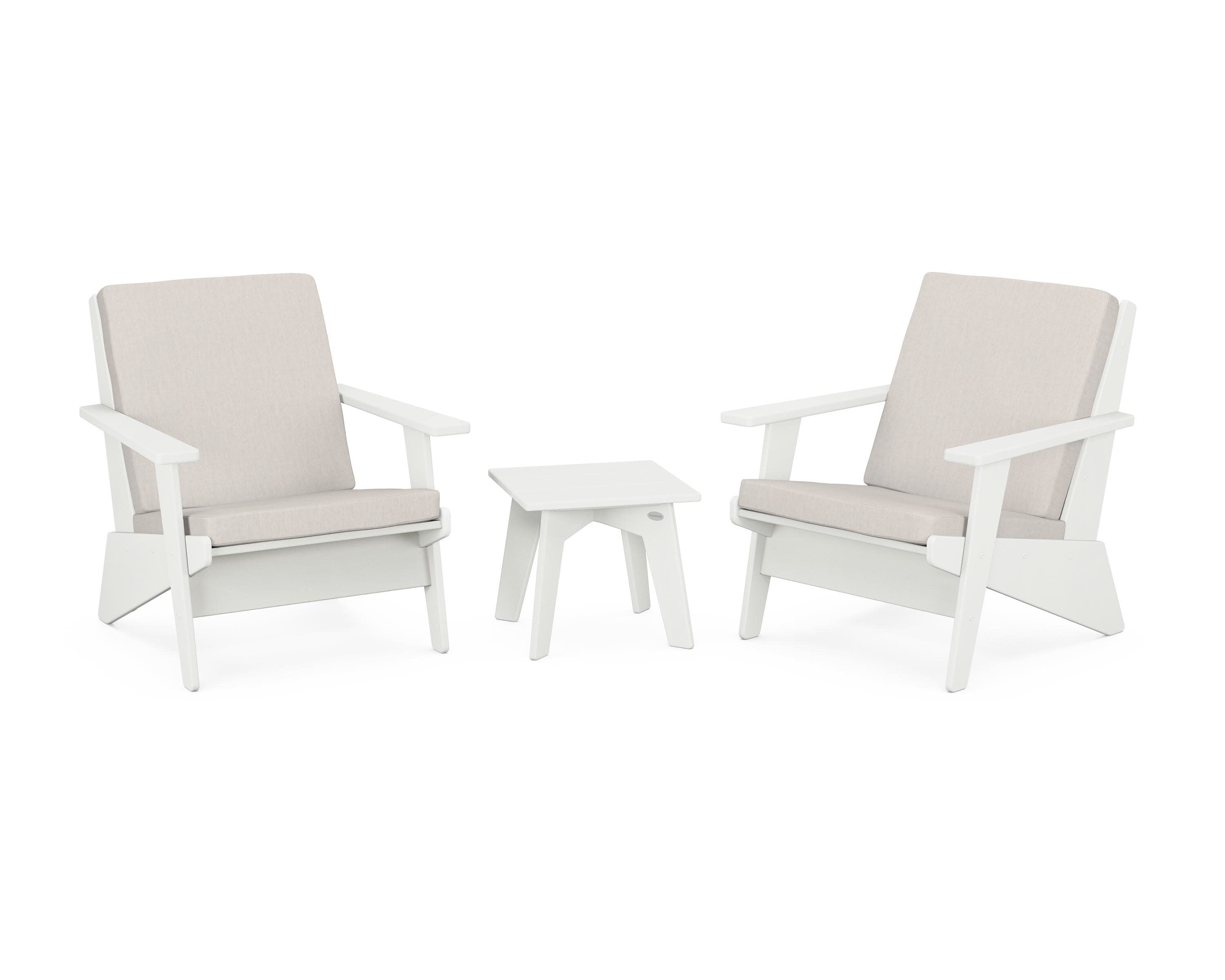 Riviera Modern Lounge 3-Piece Set in Vintage White / Cast Ash