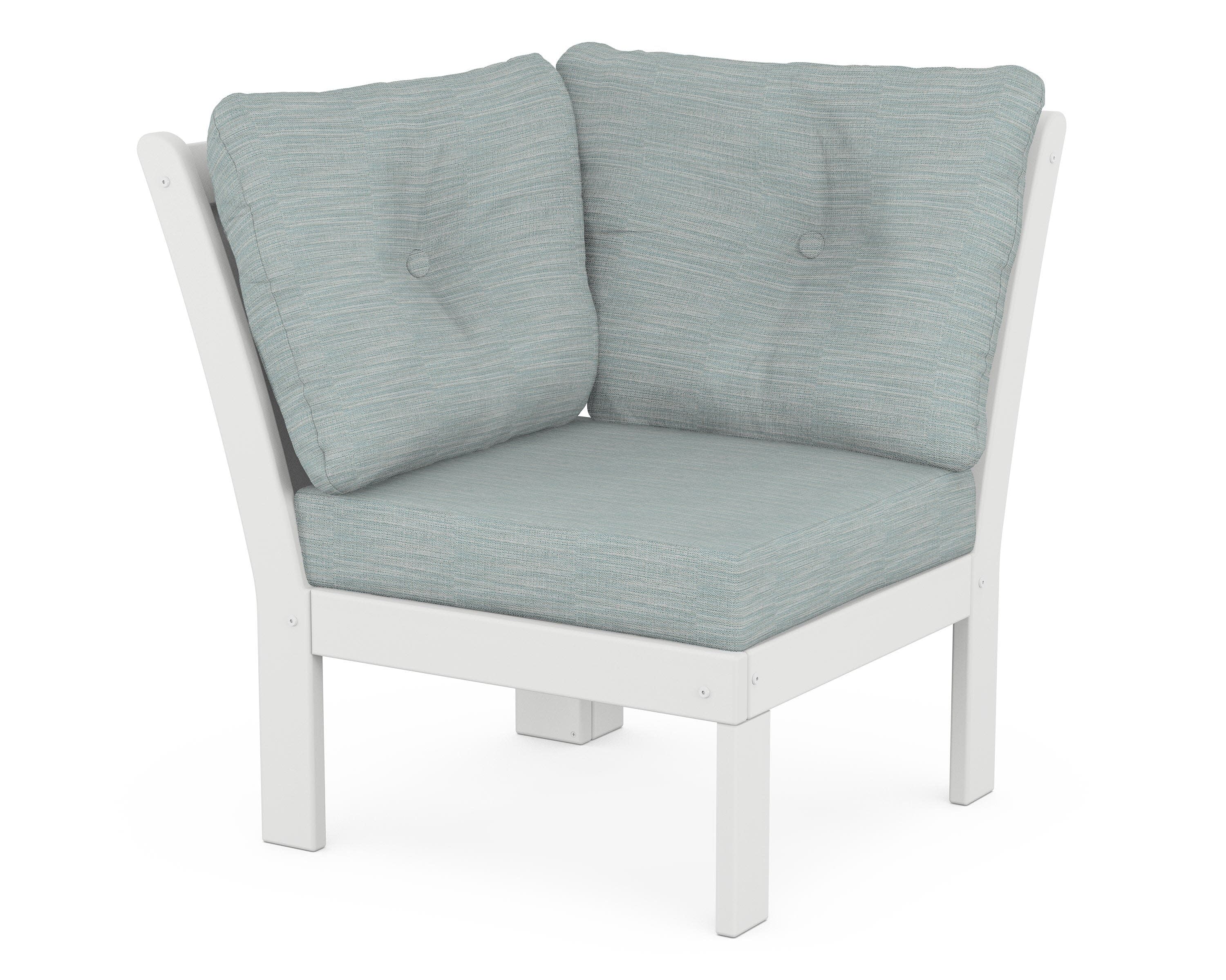 Vineyard Modular Corner Chair in White / Soothe Mist