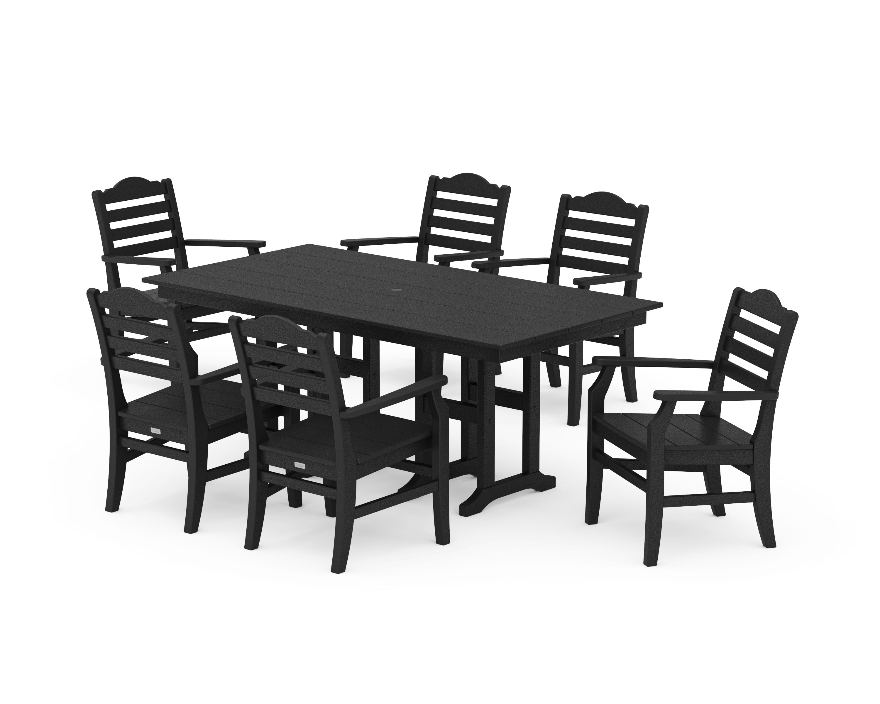 Savannah Arm Chair 7-Piece Farmhouse Dining Set in Black