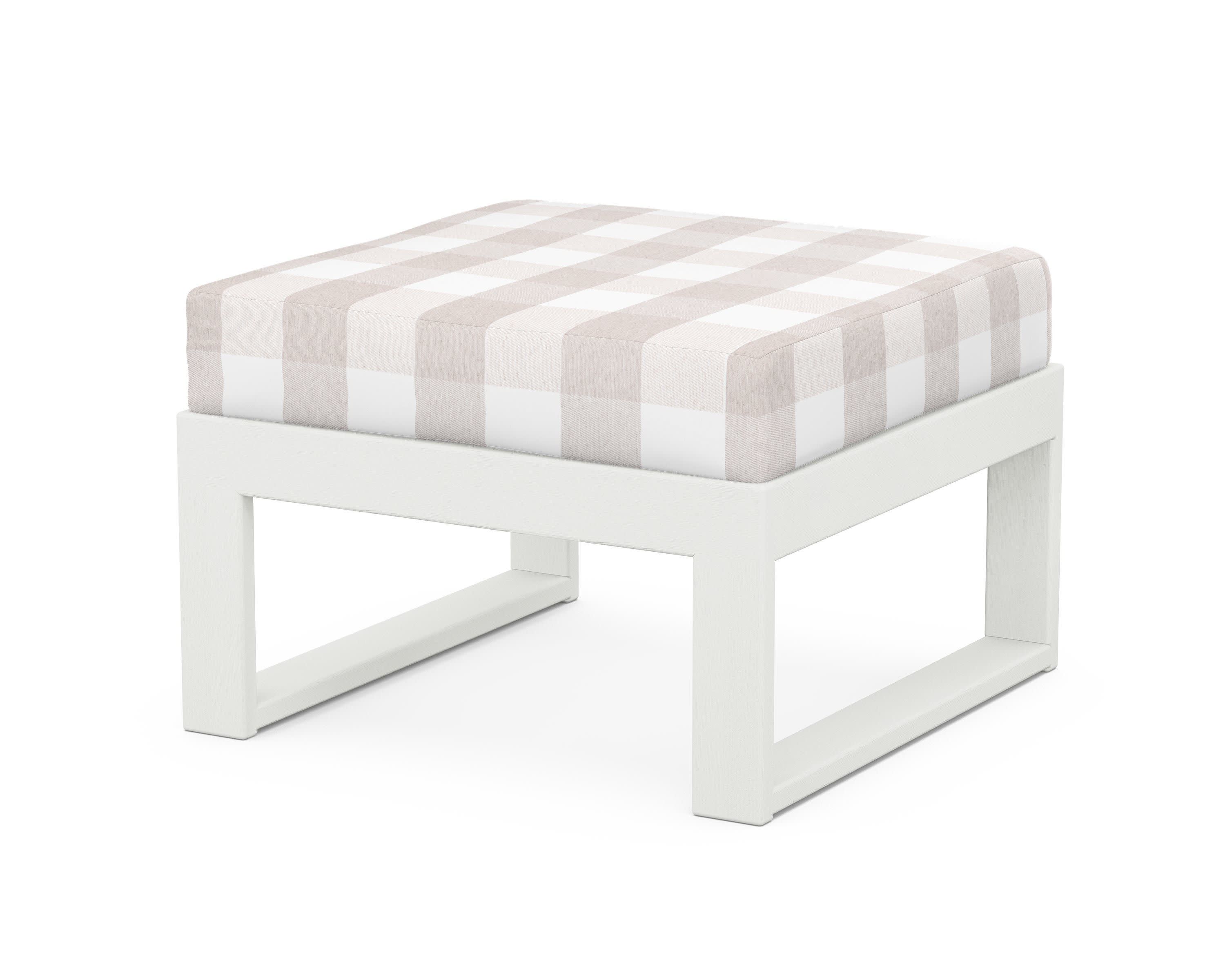 Modular Ottoman - Modern in Vintage White / Buffalo Plaid Dune Burlap
