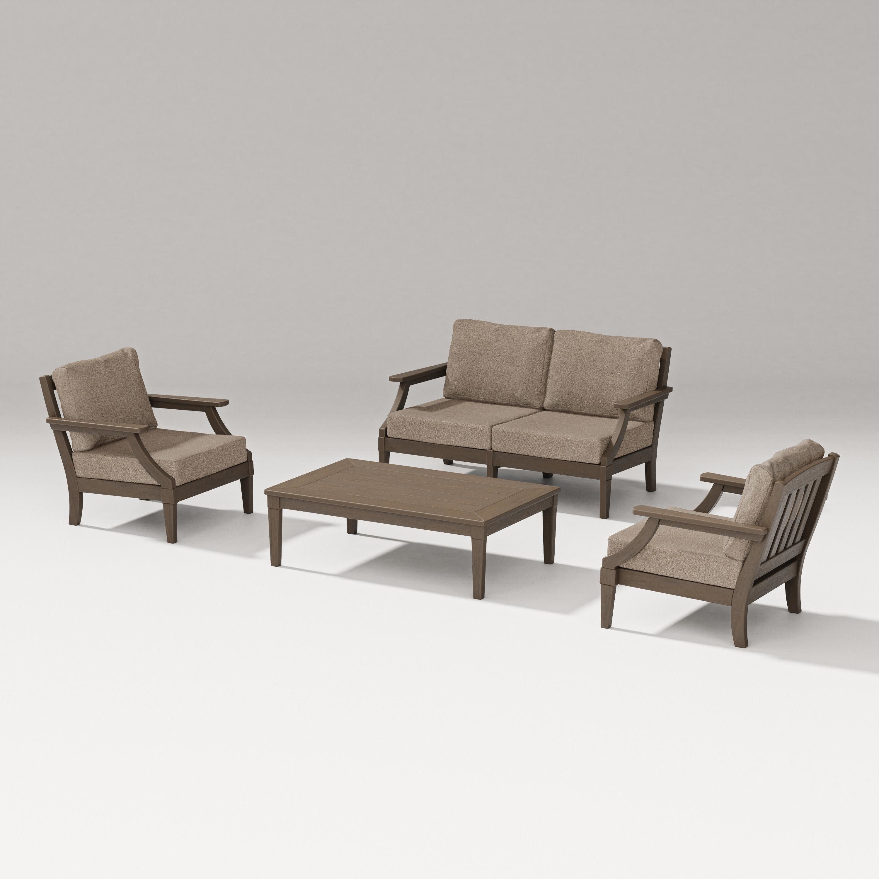 Estate Lounge 4-Piece Loveseat Set in Kona / Spiced Burlap