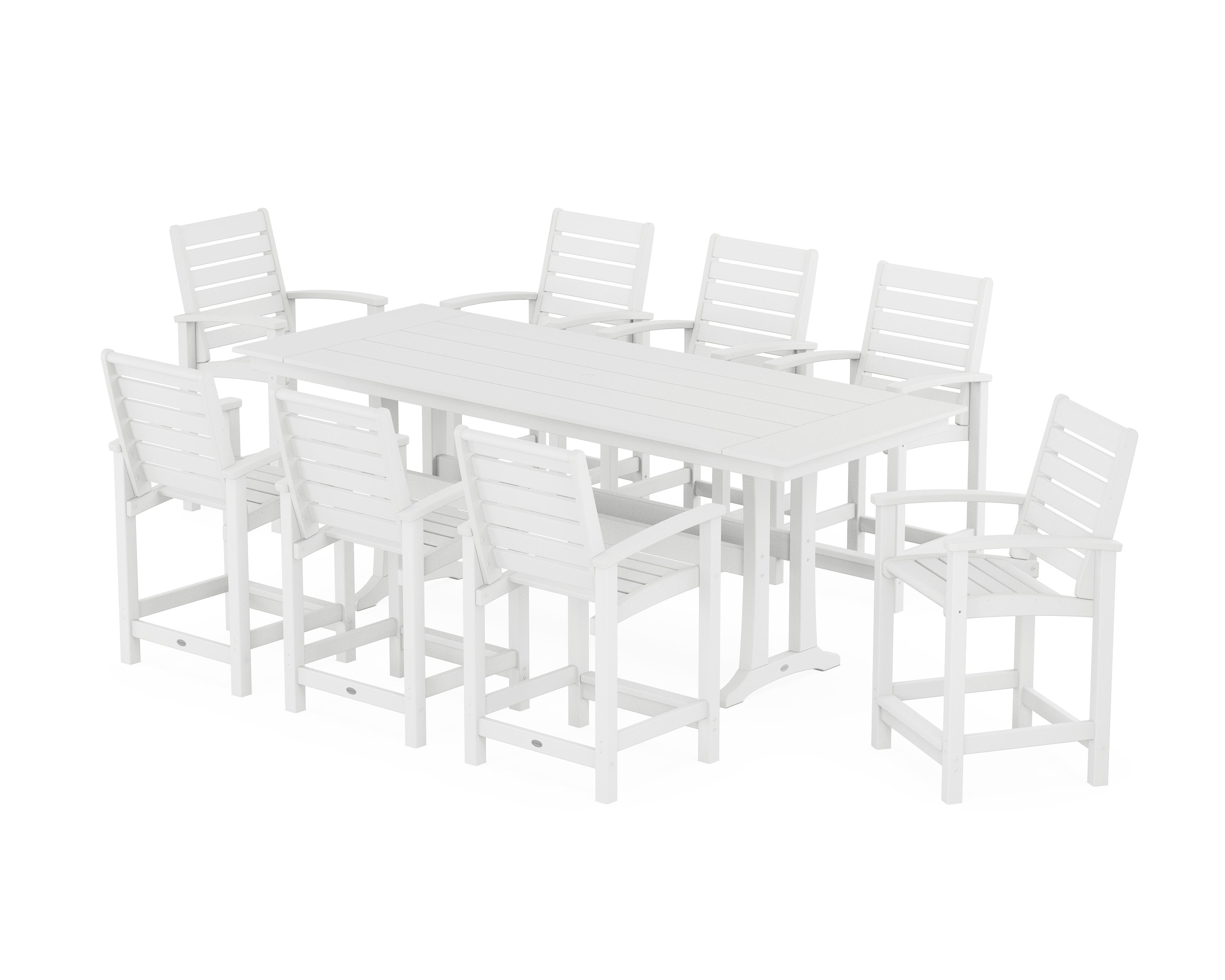 Signature 9-Piece Farmhouse Counter Set with Trestle Legs in White