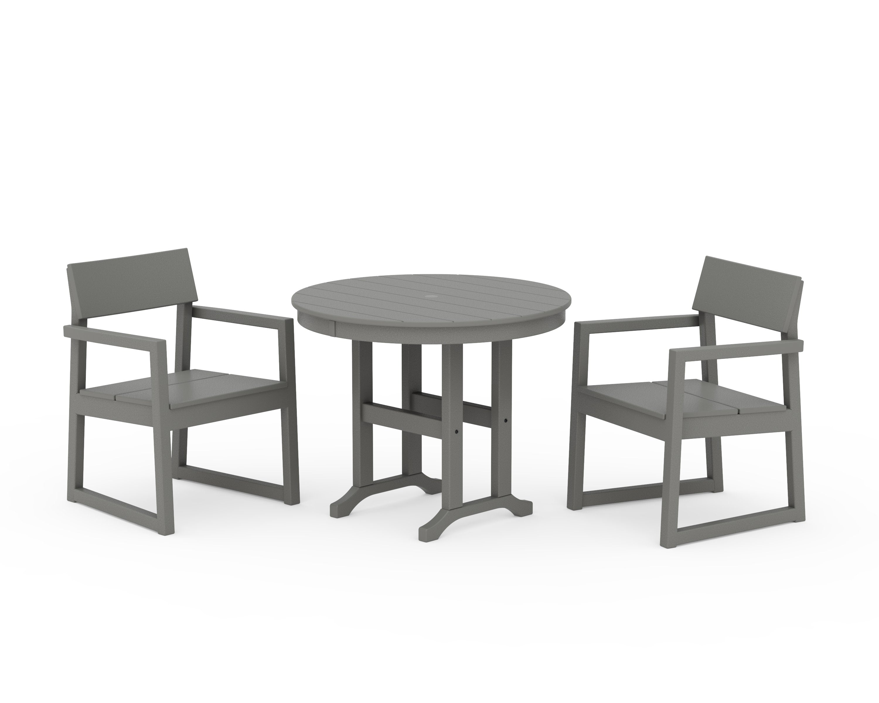 EDGE 3-Piece Round Dining Set in Slate Grey