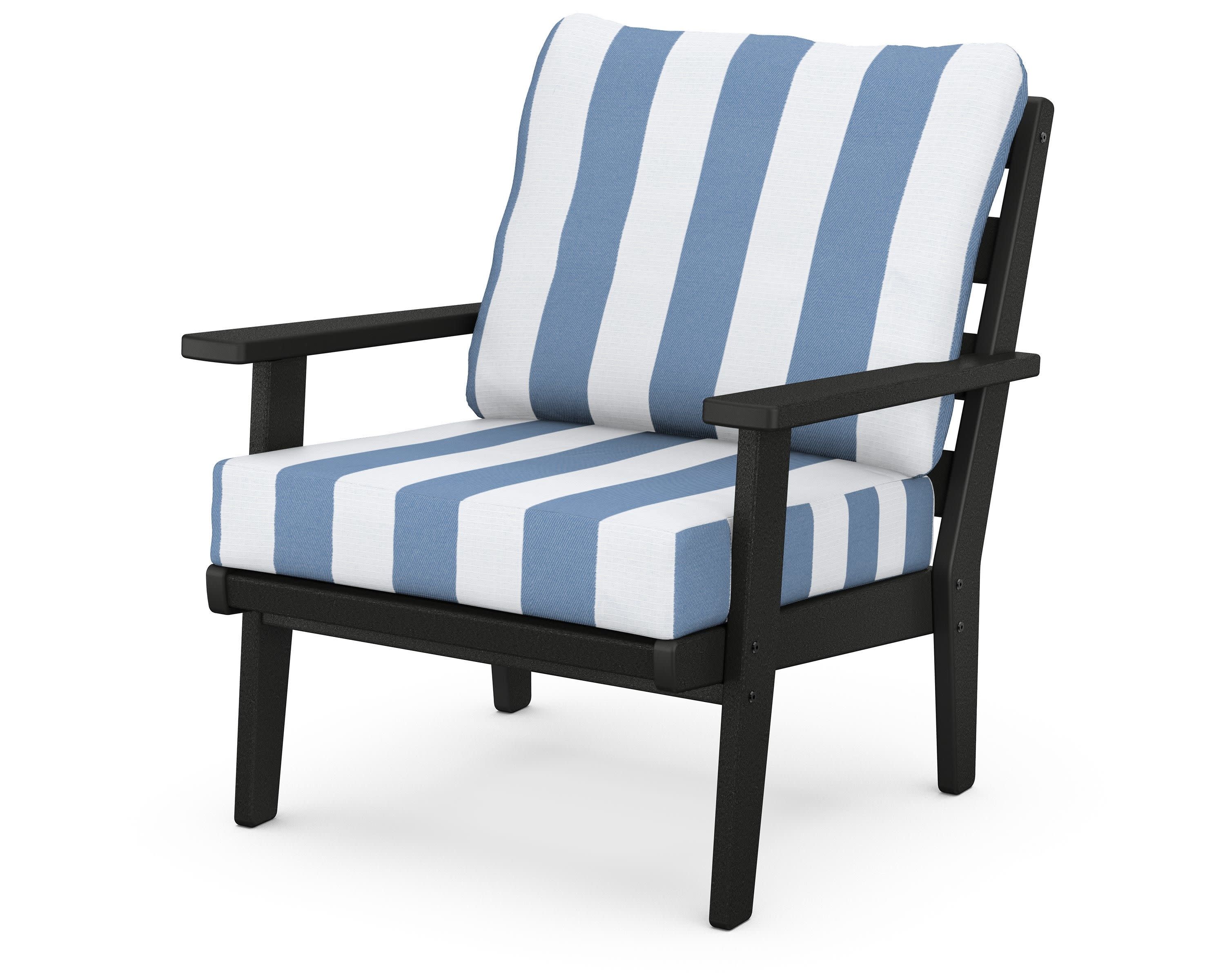 Grant Park Deep Seating Chair in Black / Cabana Stripe Sky Blue
