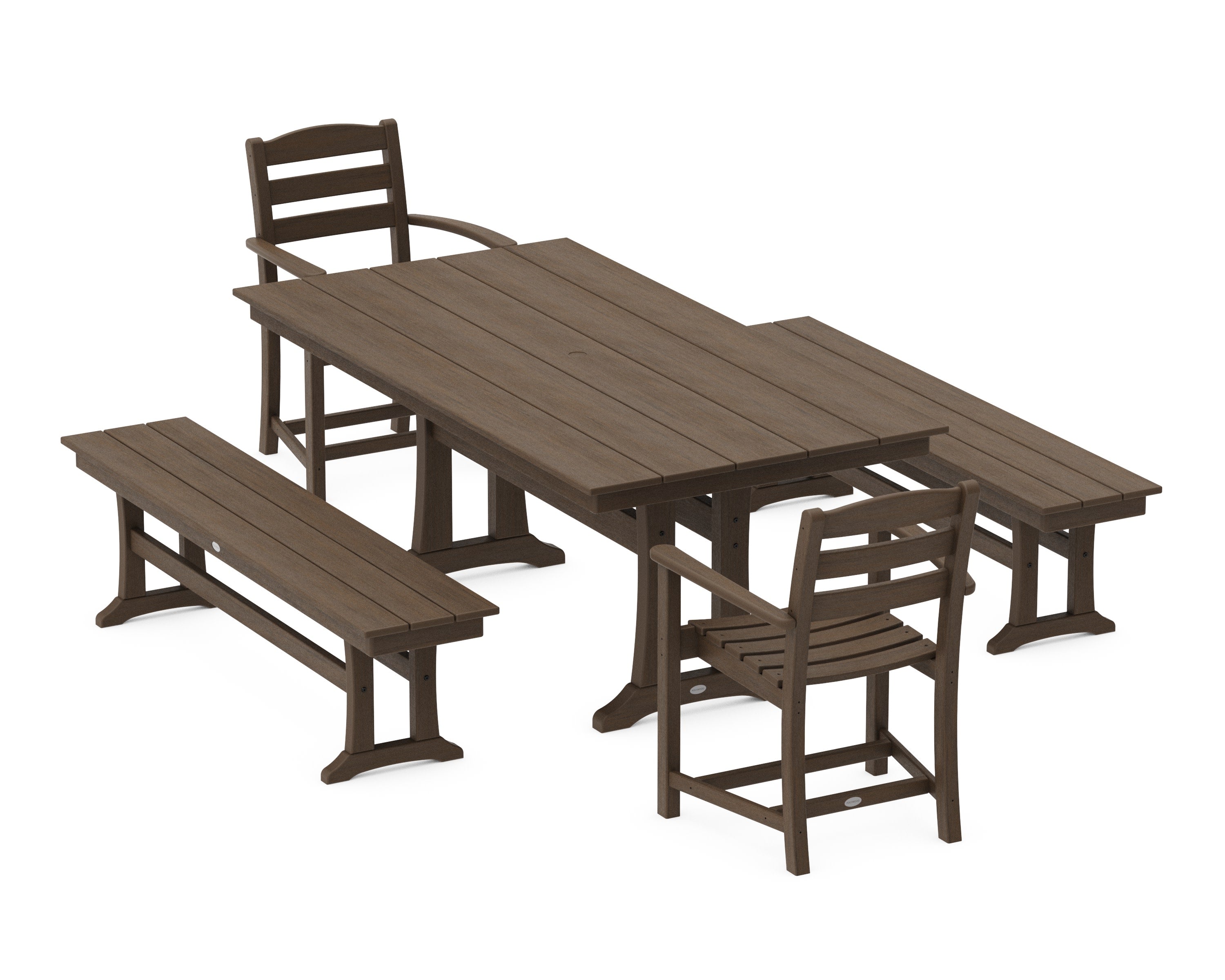 La Casa Cafe 5-Piece Farmhouse Dining Set With Trestle Legs in Kona