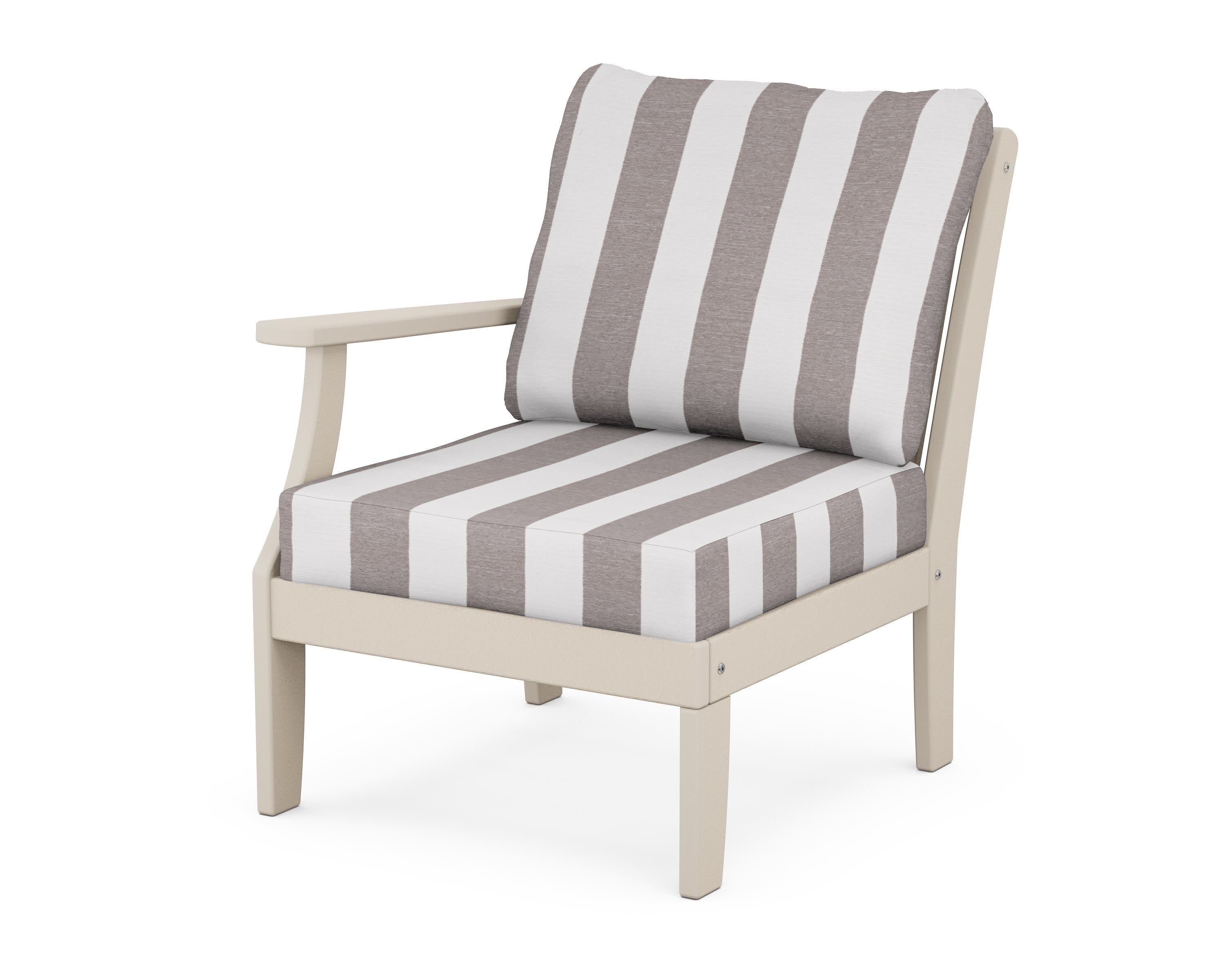 Braxton Modular Left Arm Chair in Sand / Cabana Stripe Grey Mist
