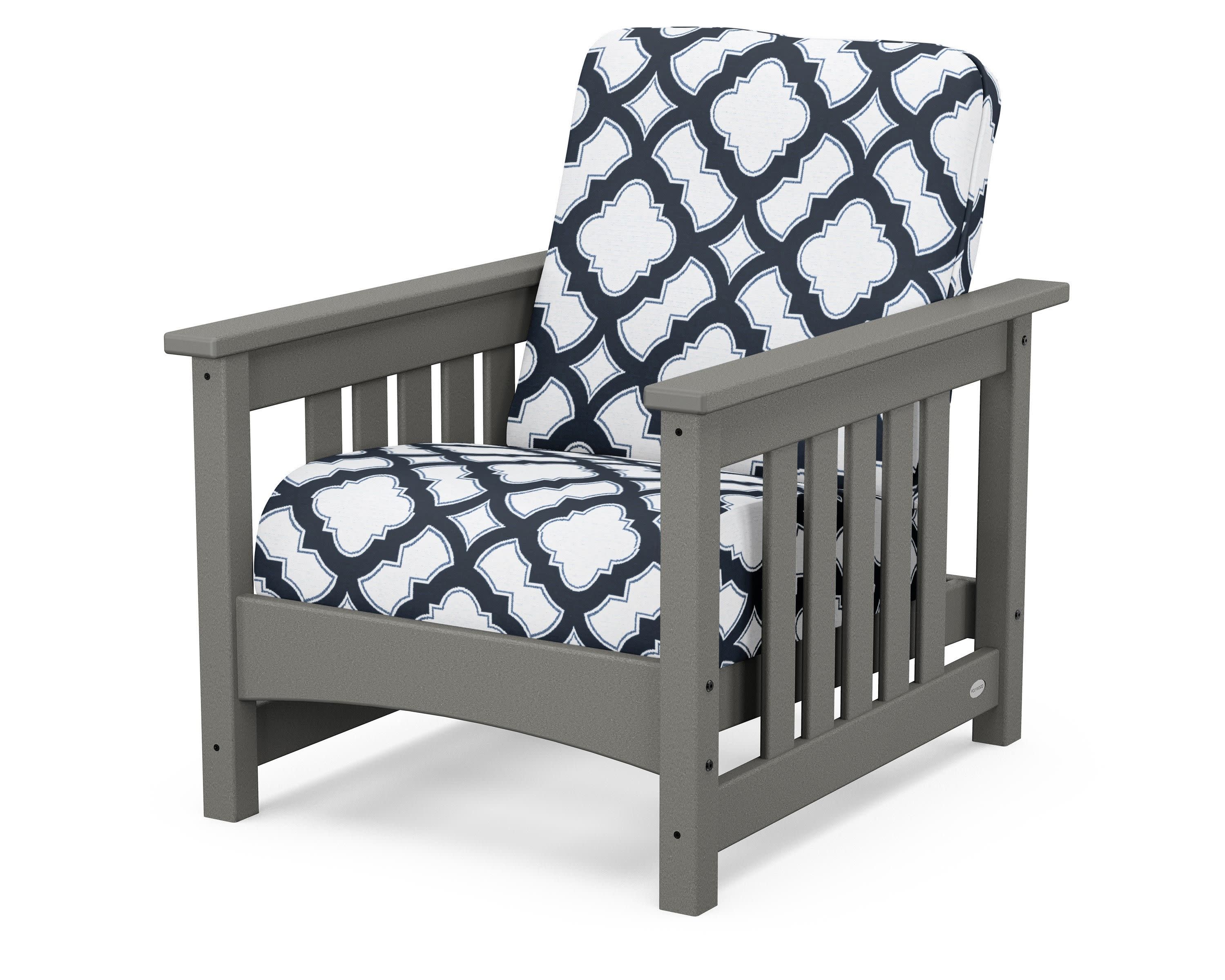Club Mission Chair in Slate Grey / Trellis Marine Indigo