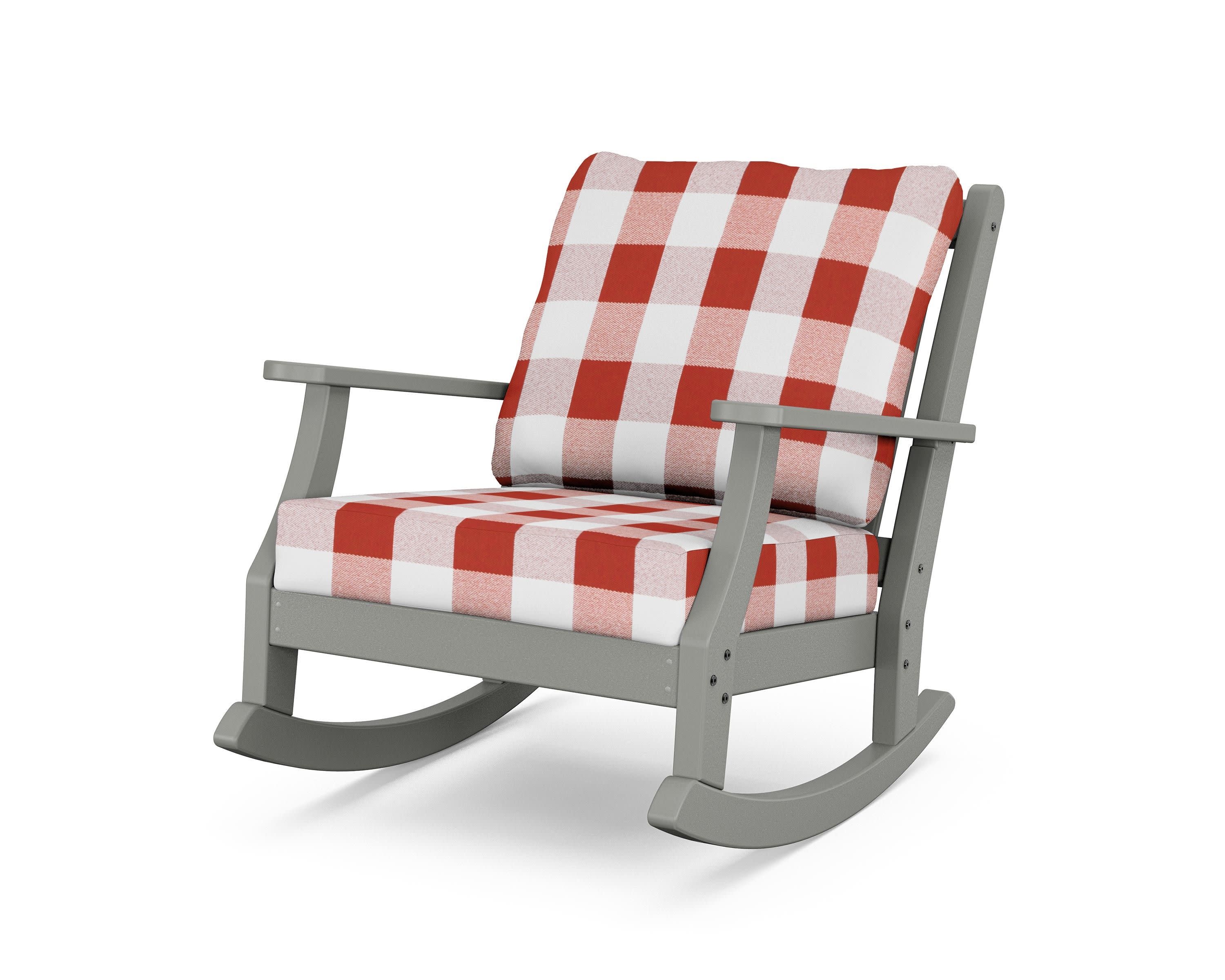 Wovendale Deep Seating Rocking Chair in Slate Grey / Buffalo Plaid Crimson