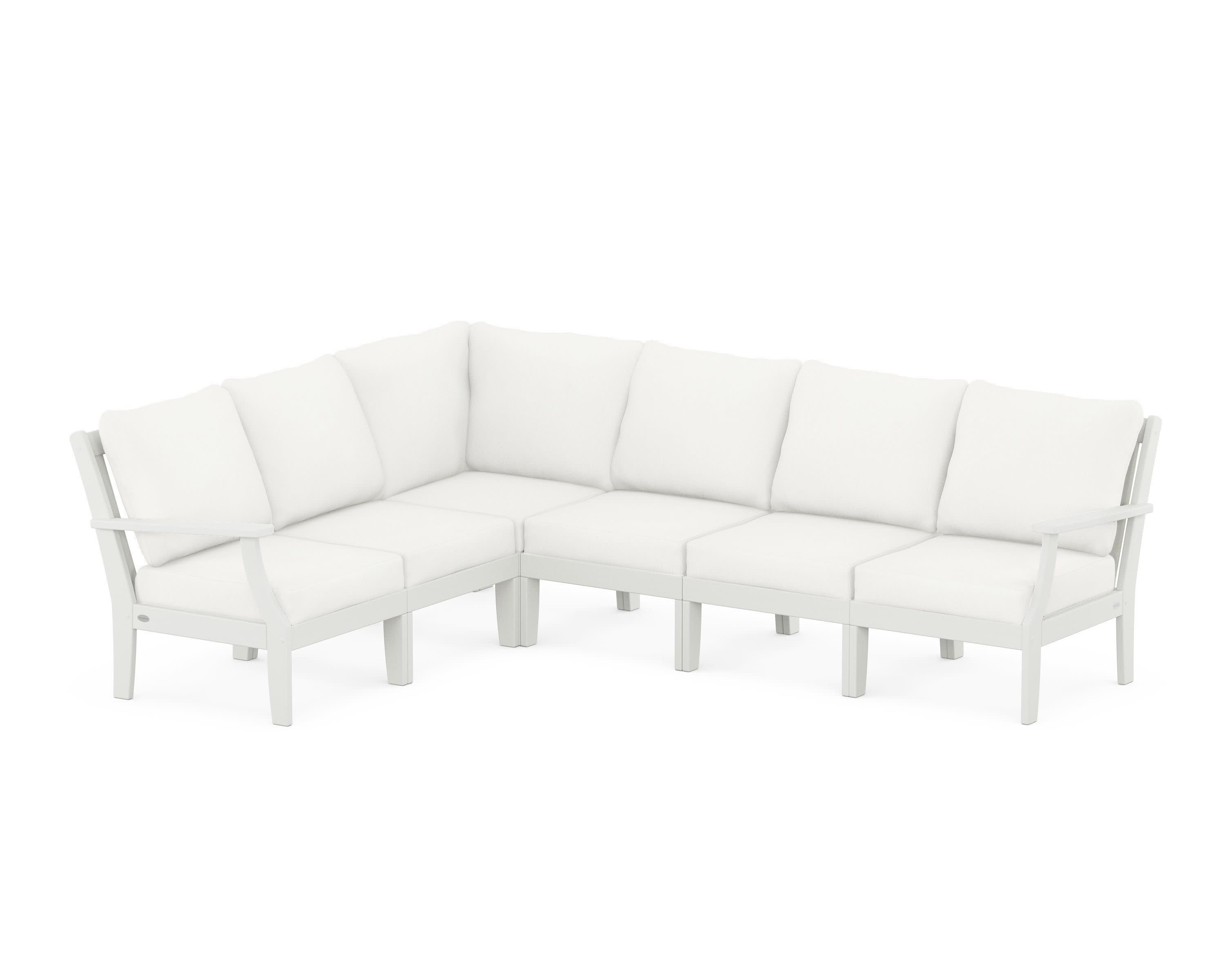 Braxton Modular 6-Piece Deep Seating Set in Vintage White / Natural Linen