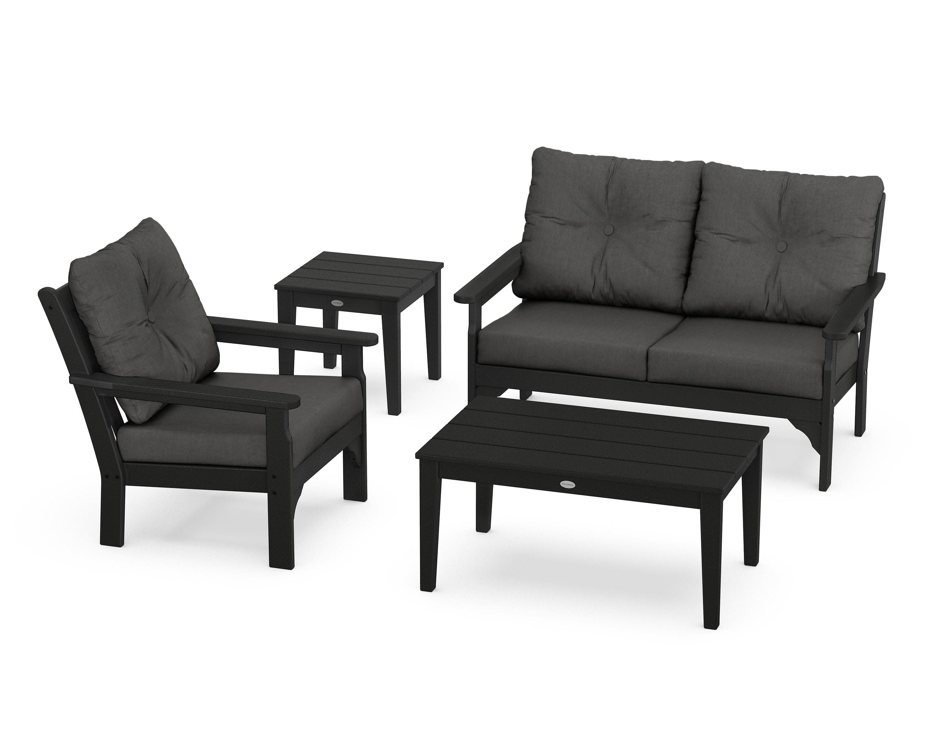 Vineyard 4-Piece Deep Seating Set in Black / Spectrum Carbon
