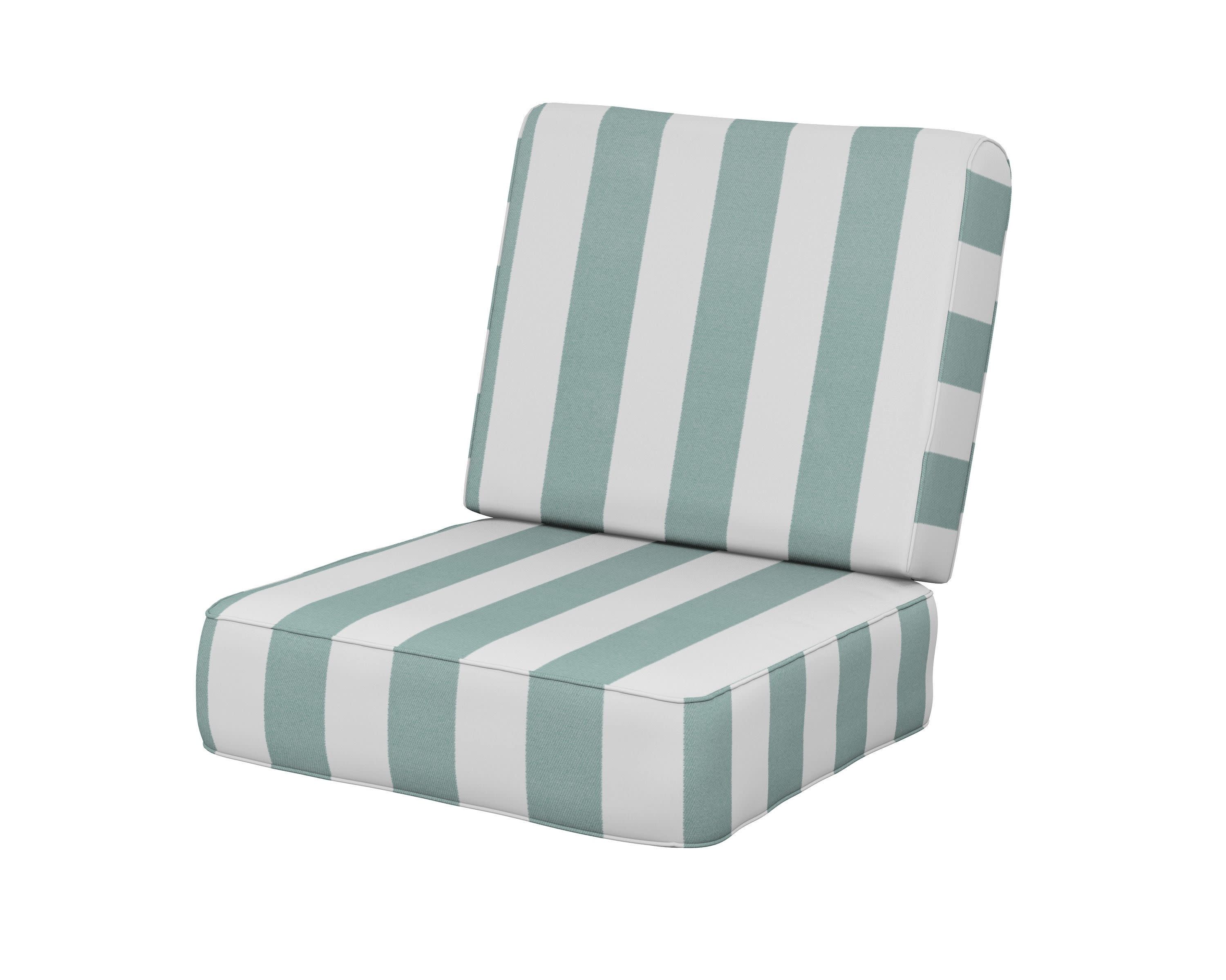 Ateeva Harbour Seat and Back Cushion in Cabana Stripe Glacier Spa