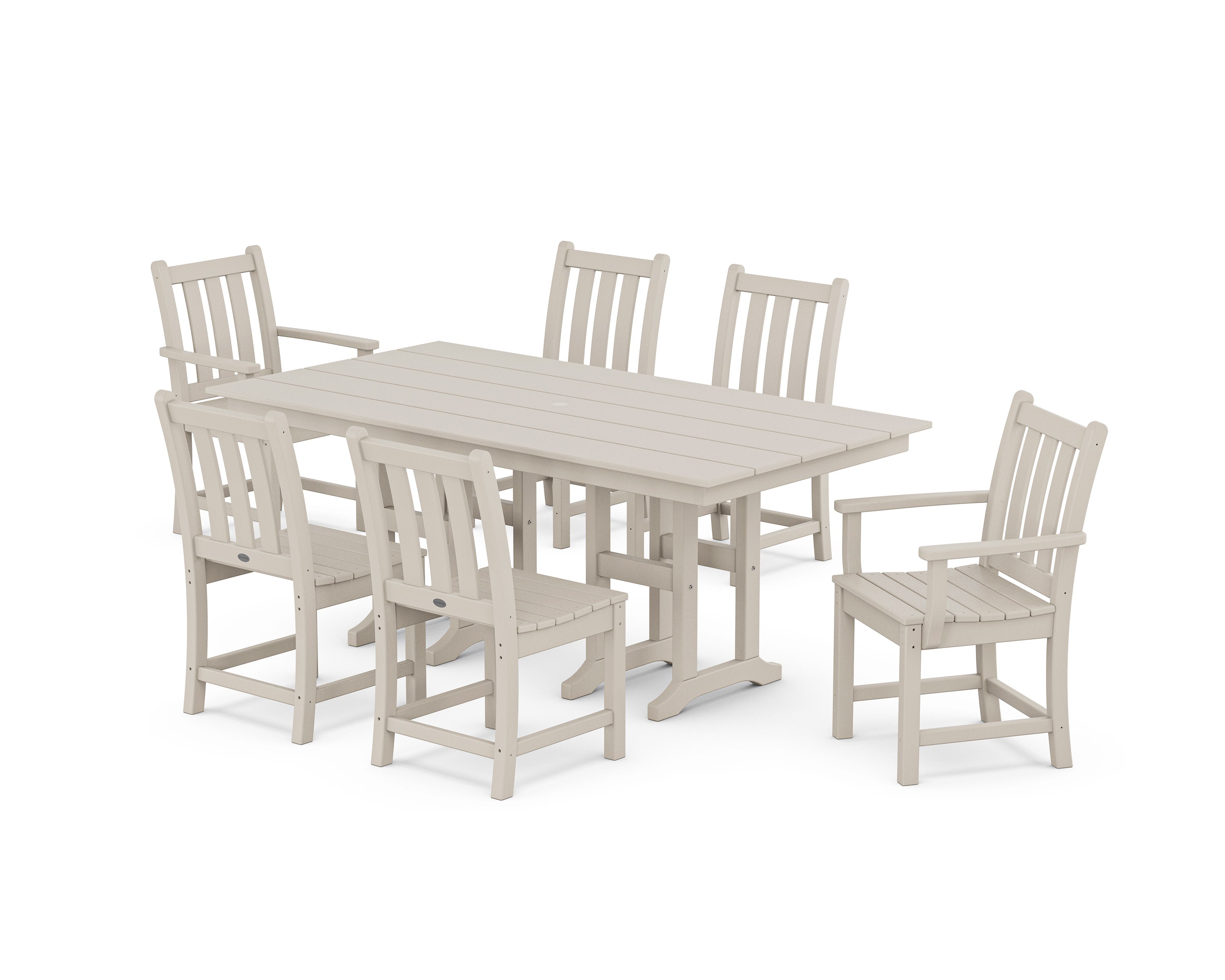 Traditional Garden 7-Piece Farmhouse Dining Set in Sand
