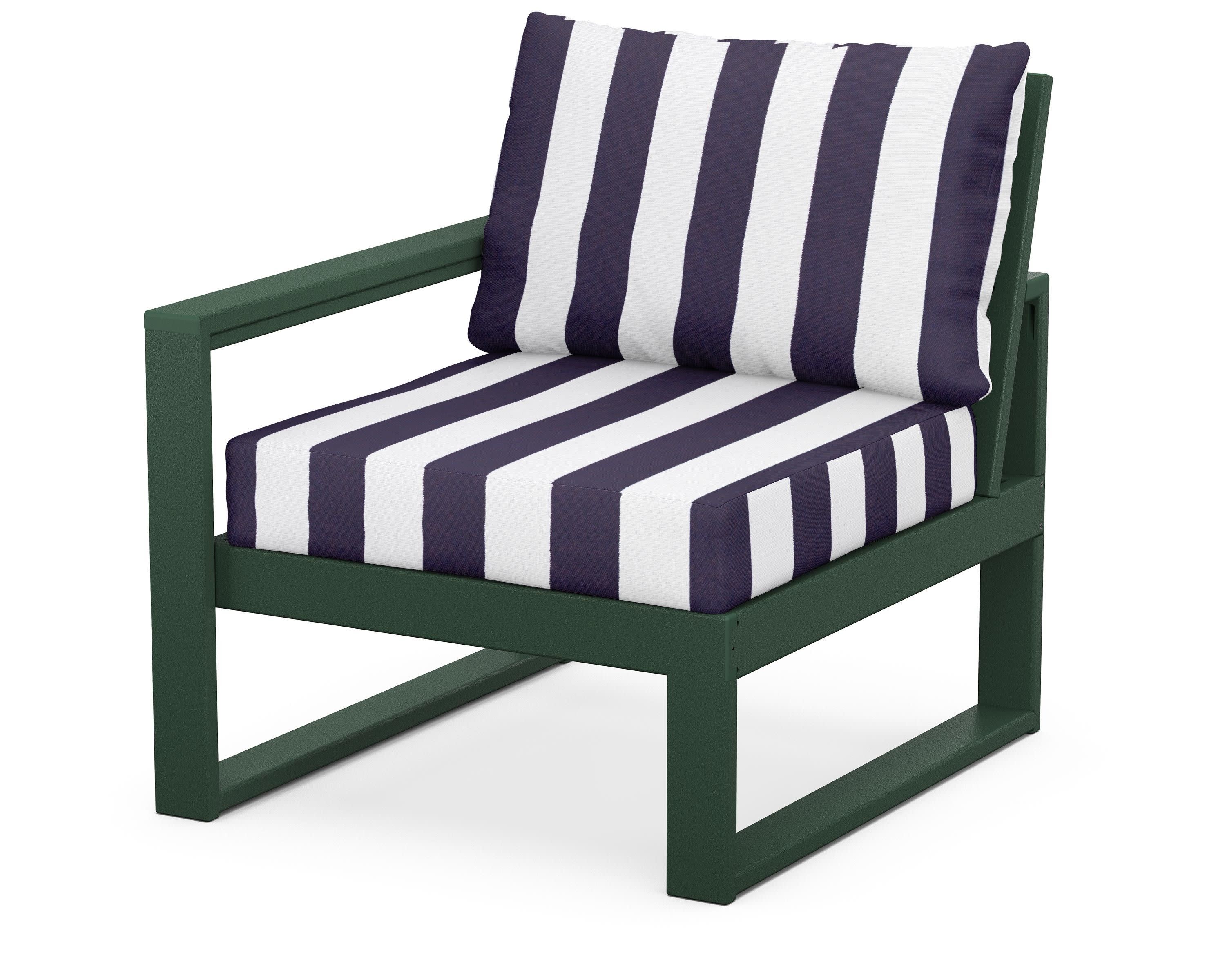 EDGE Modular Left Arm Chair in Green / Cabana Stripe Navy