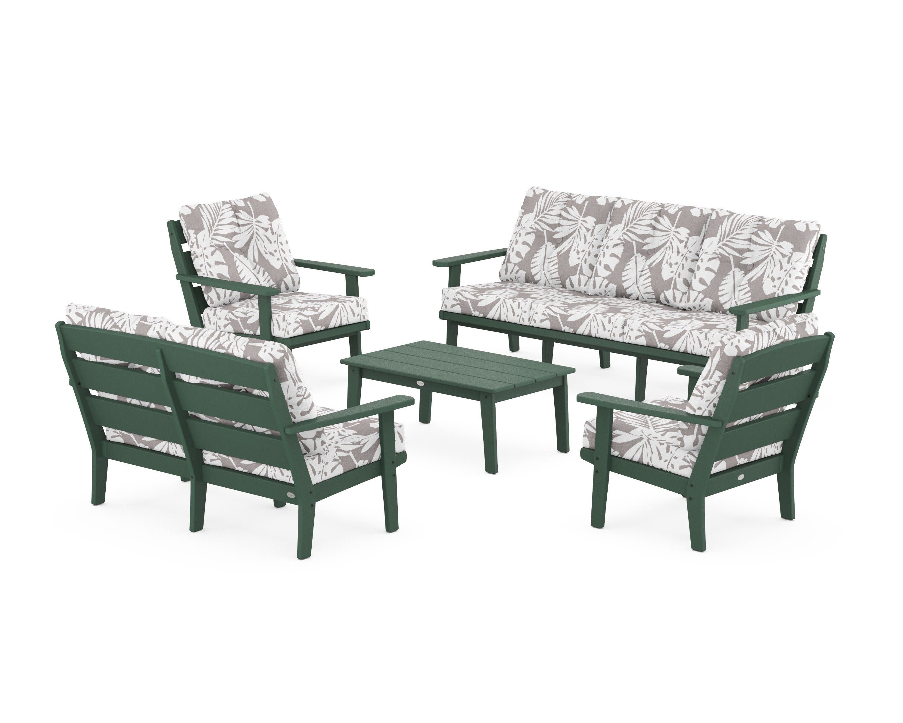 Lakeside 5-Piece Lounge Sofa Set in Green / Leaf Grey Mist