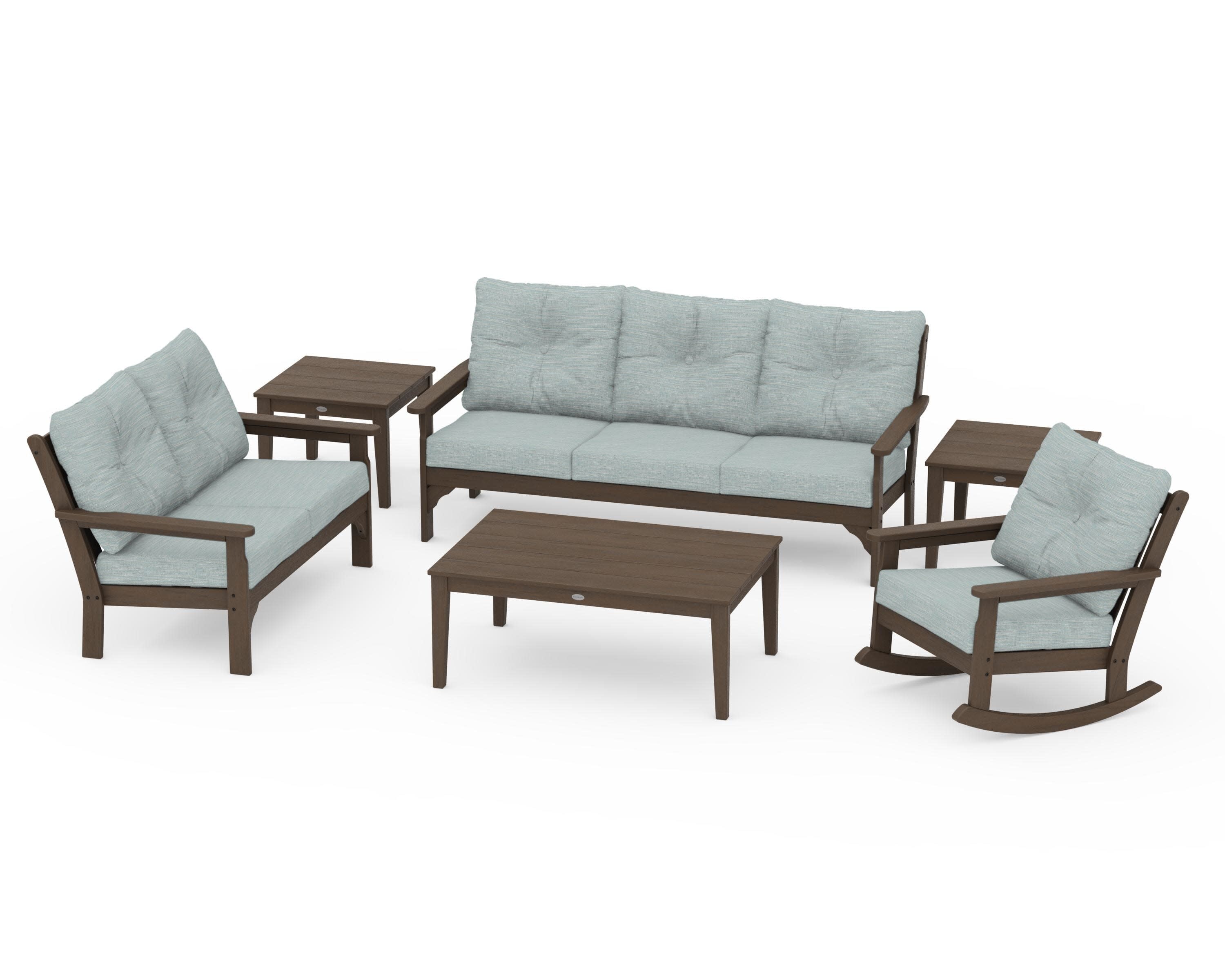 Vineyard 6-Piece Deep Seating Set in Kona / Soothe Mist