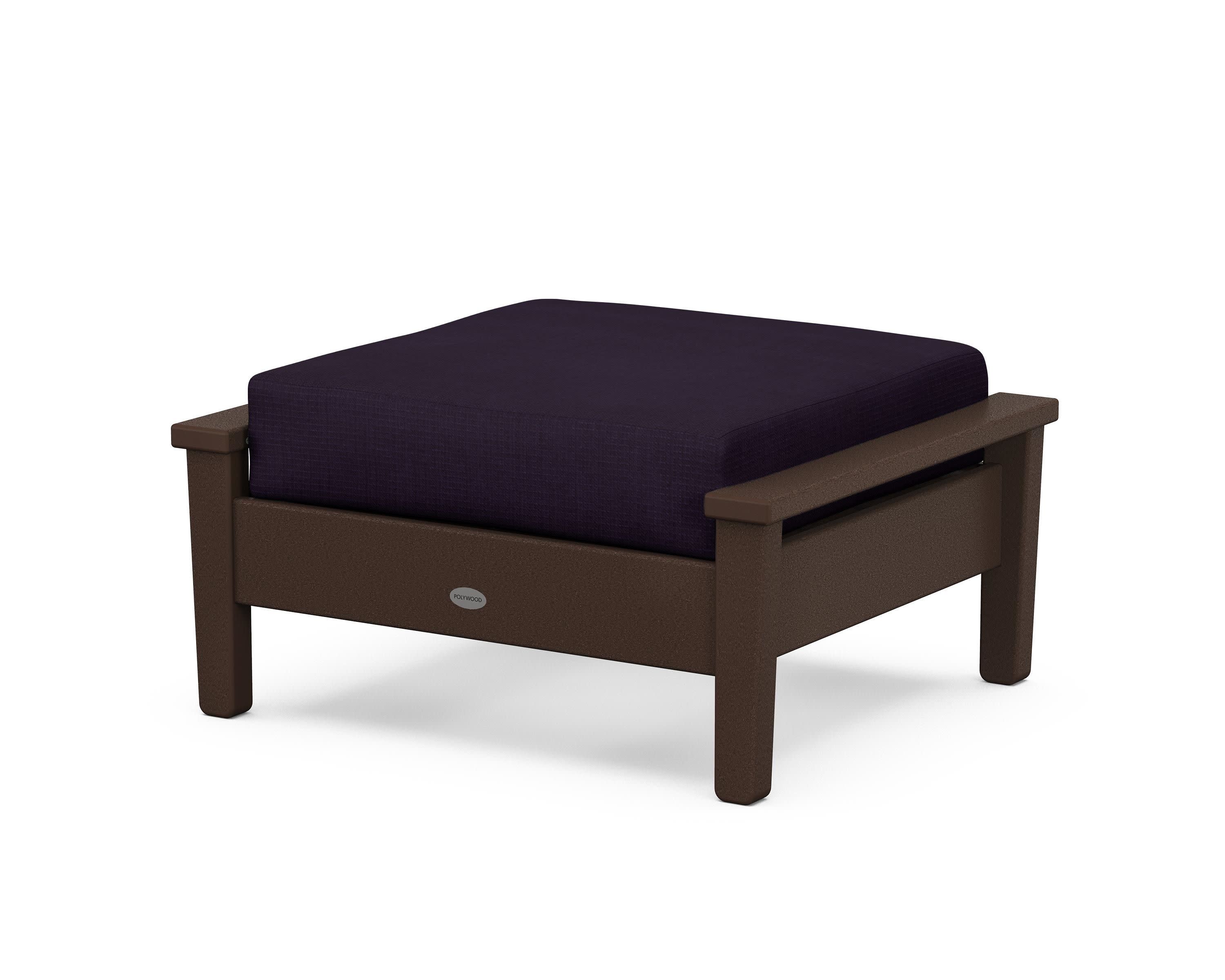 Prescott Deep Seating Ottoman in Mahogany / Navy Linen