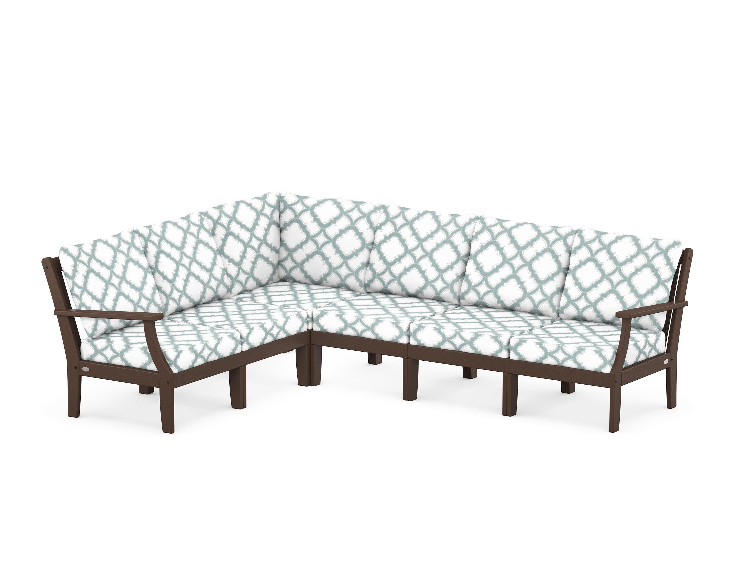 Braxton Modular 6-Piece Deep Seating Set in Mahogany / Trellis Glacier Spa