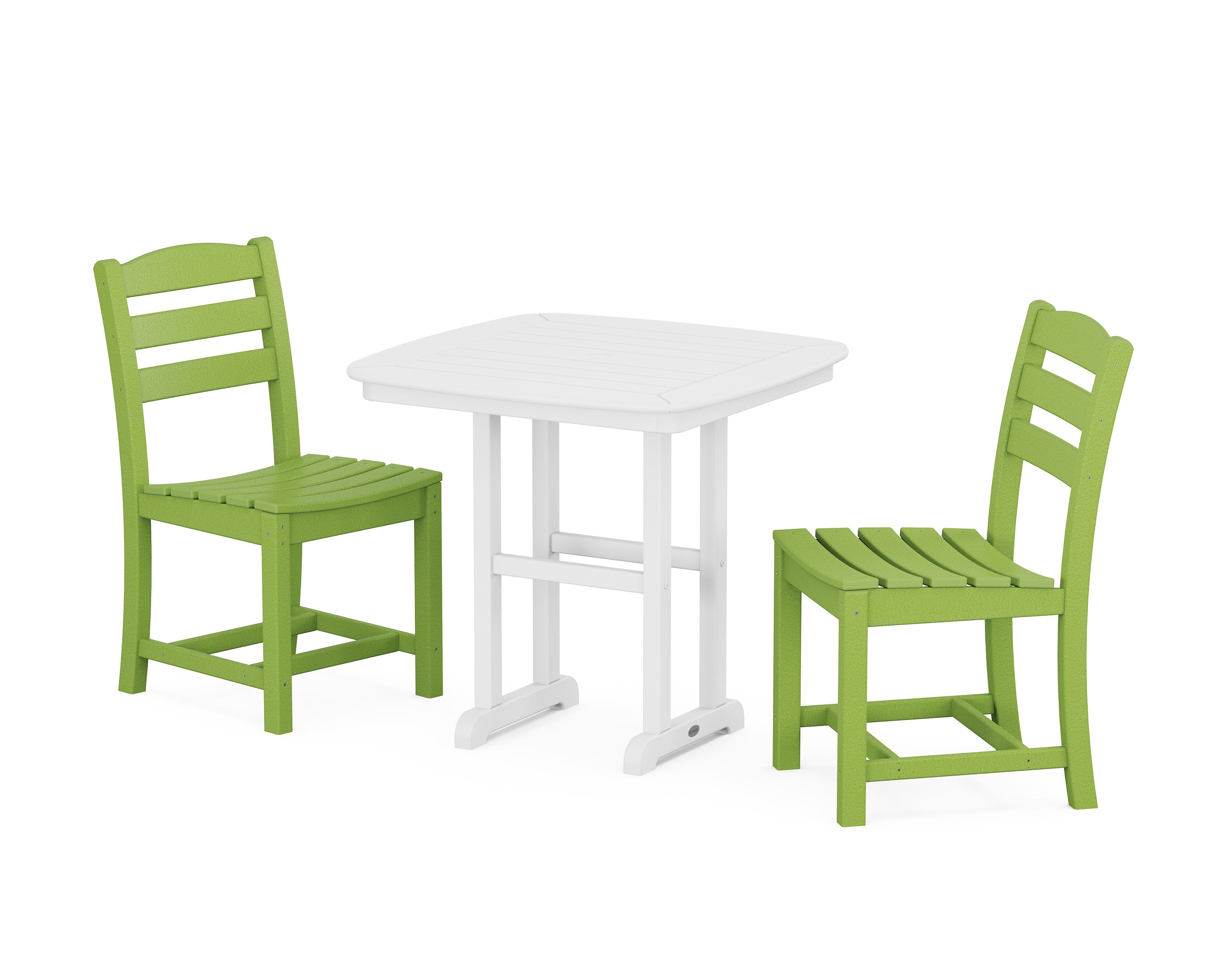 La Casa Caf Side Chair 3-Piece Dining Set in Lime / White