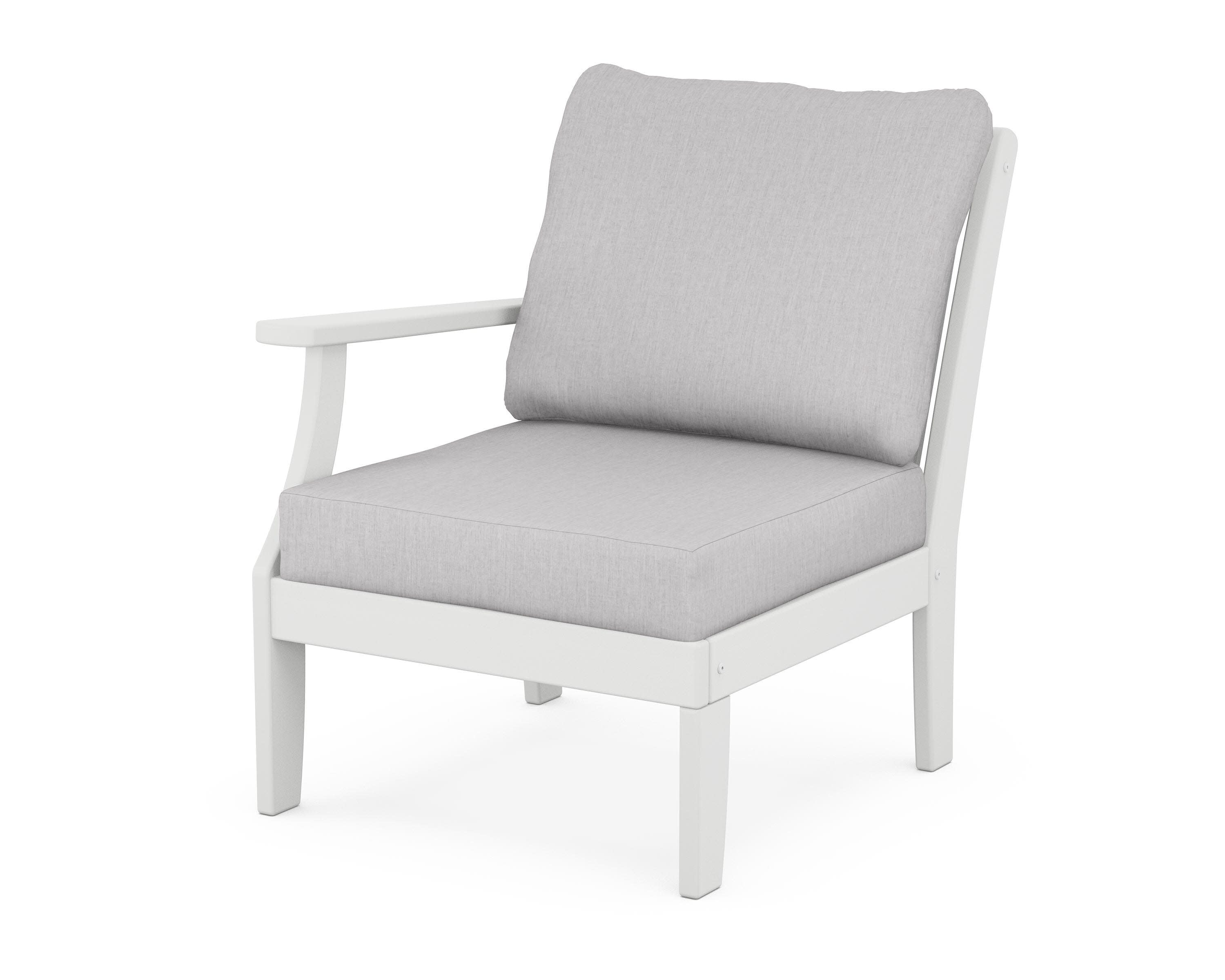 Braxton Modular Left Arm Chair in White / Granite