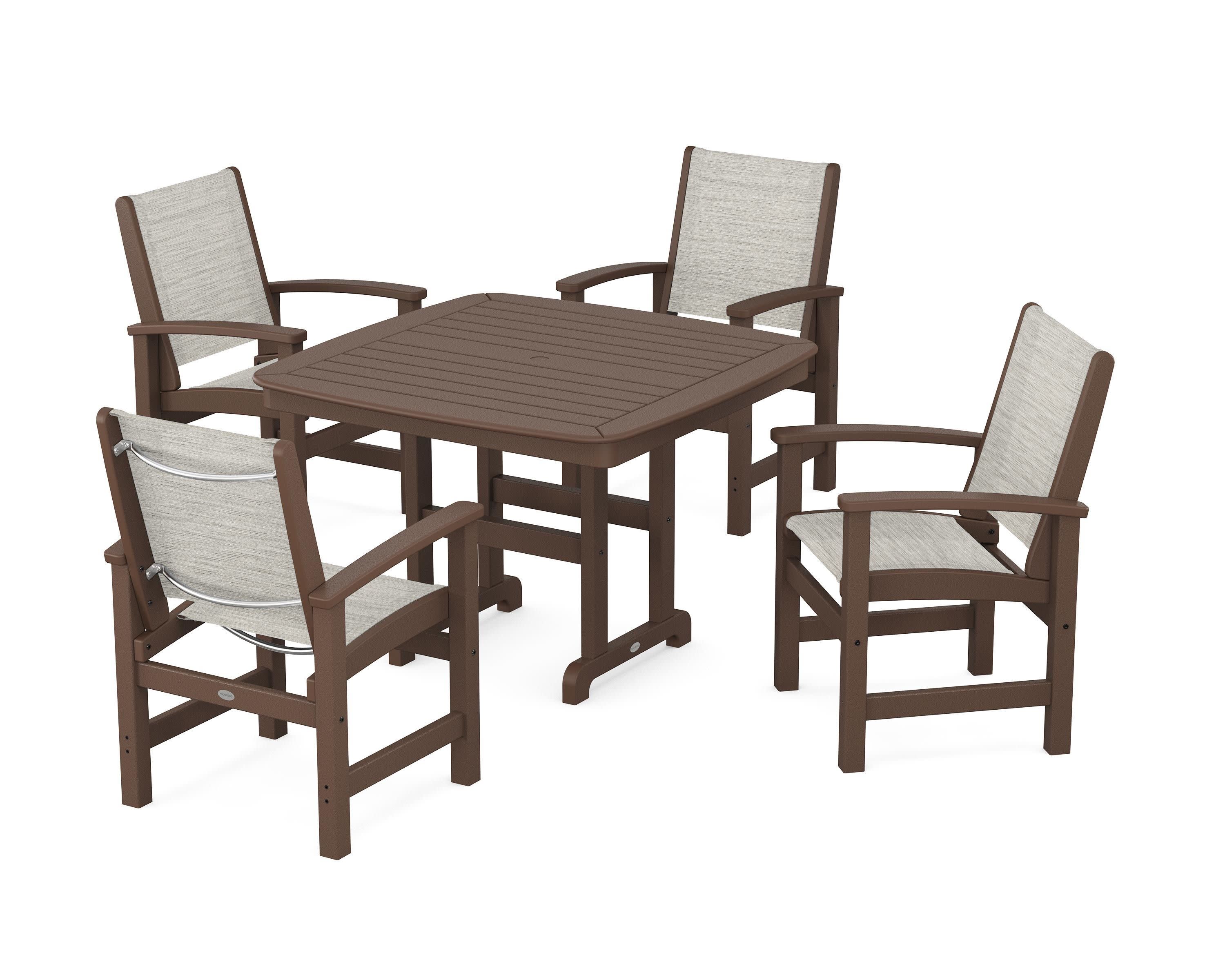 Coastal 5-Piece Dining Set in Mahogany / Birch Sling