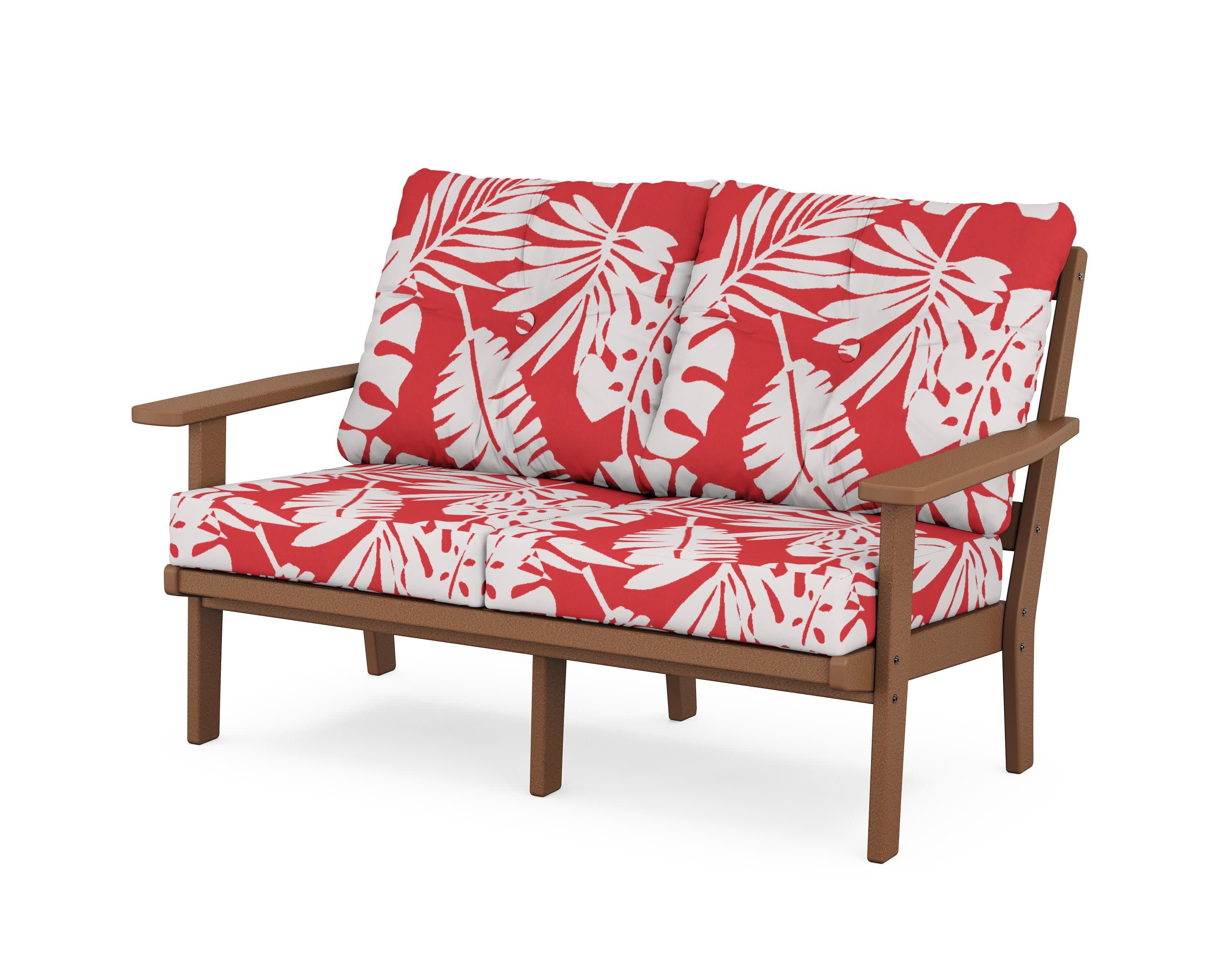 Oxford Deep SeatingLoveseat in Teak / Leaf Crimson