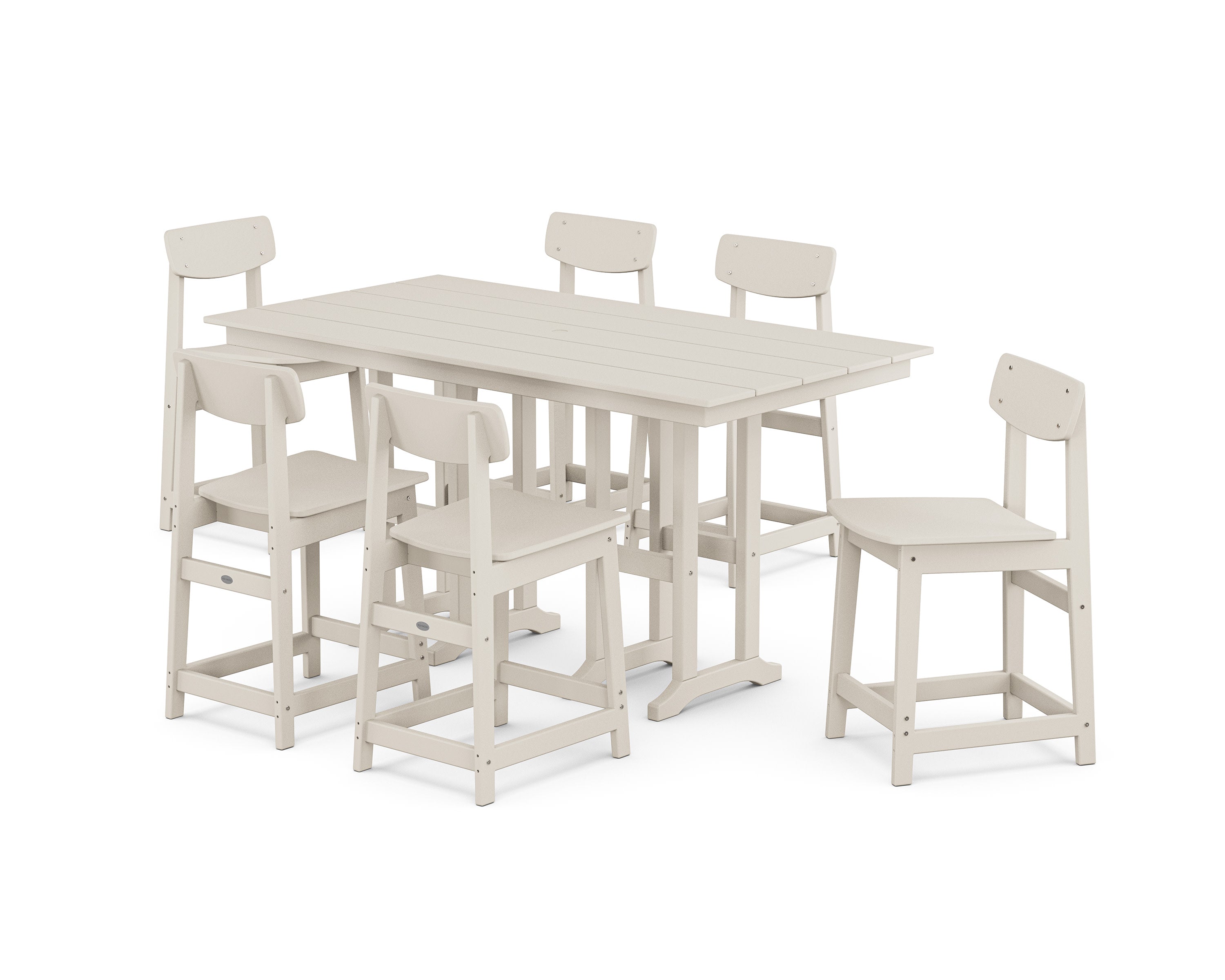 Modern Studio Urban Counter Chair 7-Piece Set in Sand