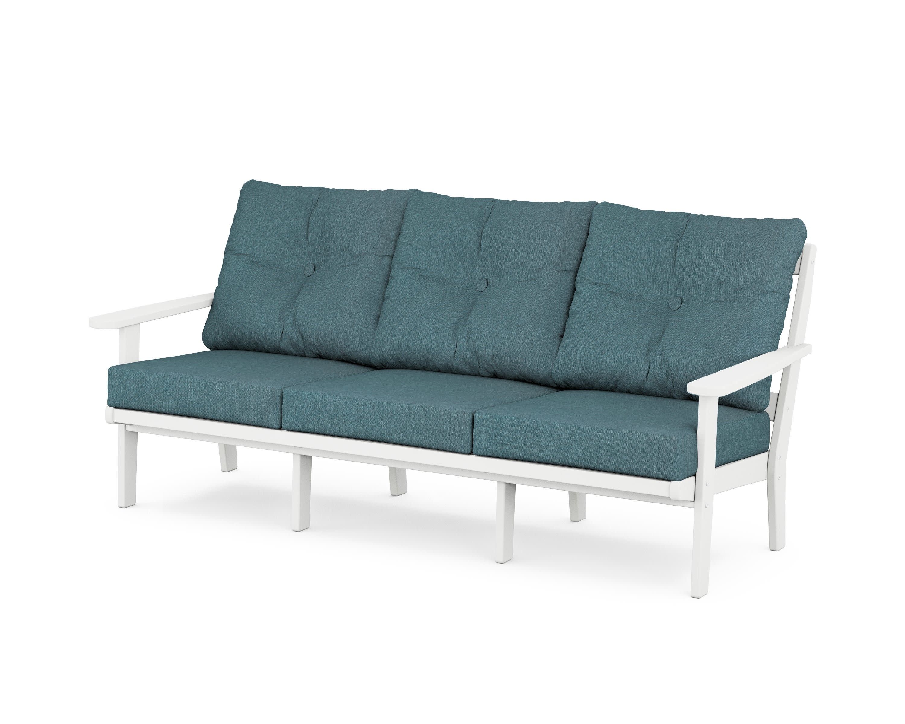Mission Deep Seating Sofa in White / Ocean Teal