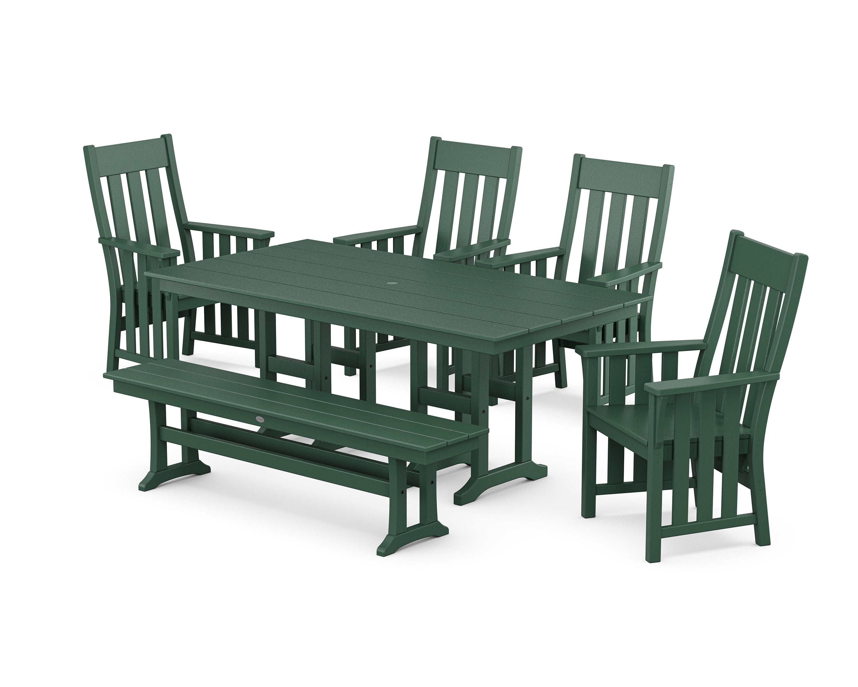 Acadia 6-Piece Farmhouse Dining Set with Bench in Green