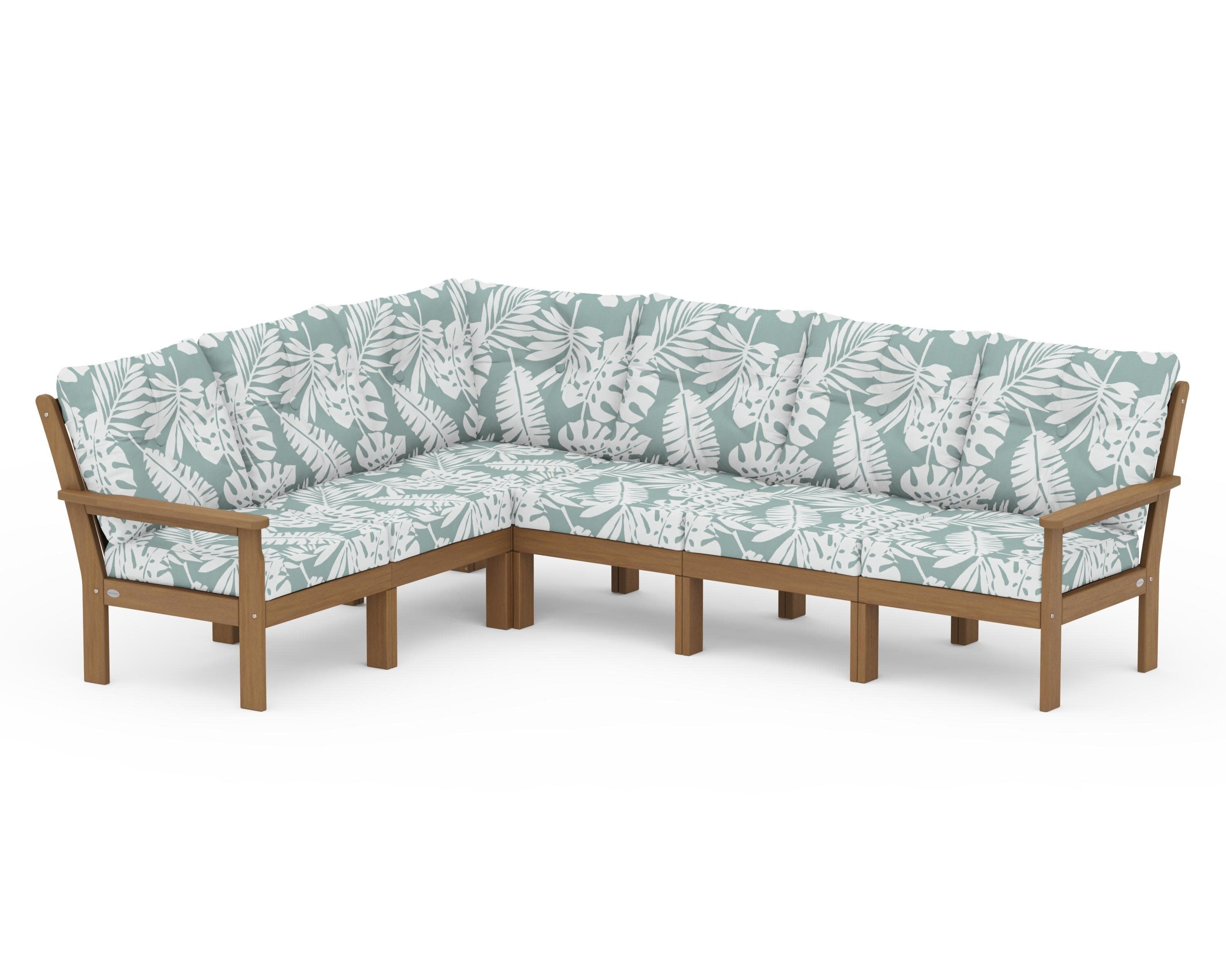 Vineyard 6-Piece Sectional in Natural / Leaf Glacier Spa