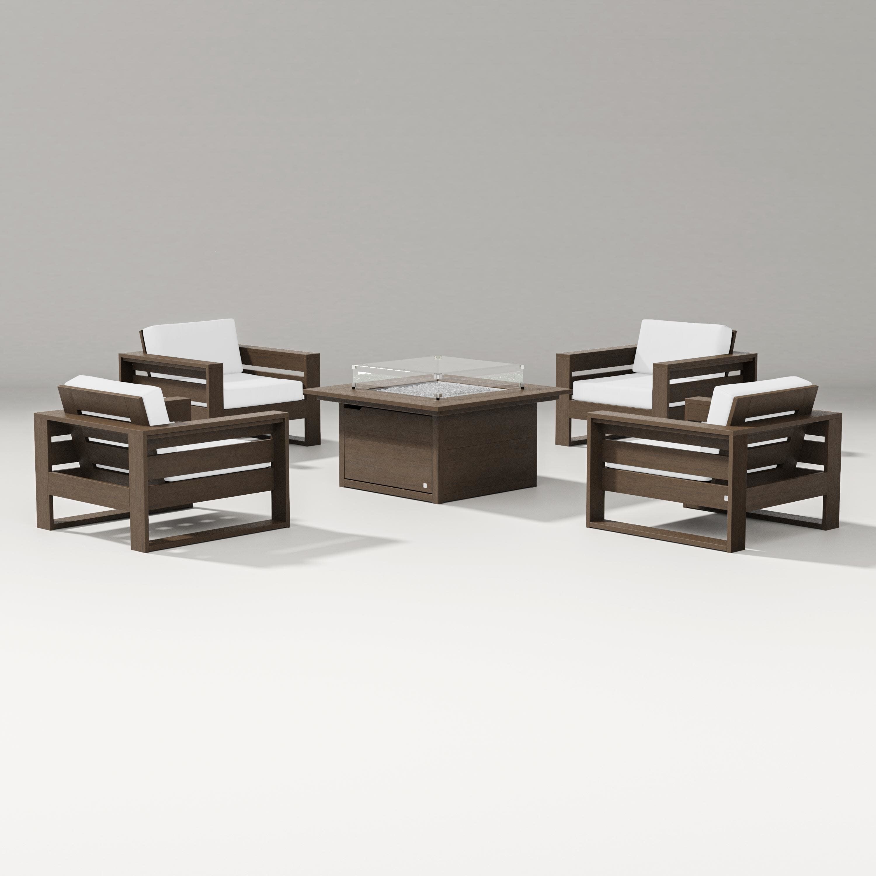 Latitude 5-Piece Lounge Fire Table Set in Kona / Natural