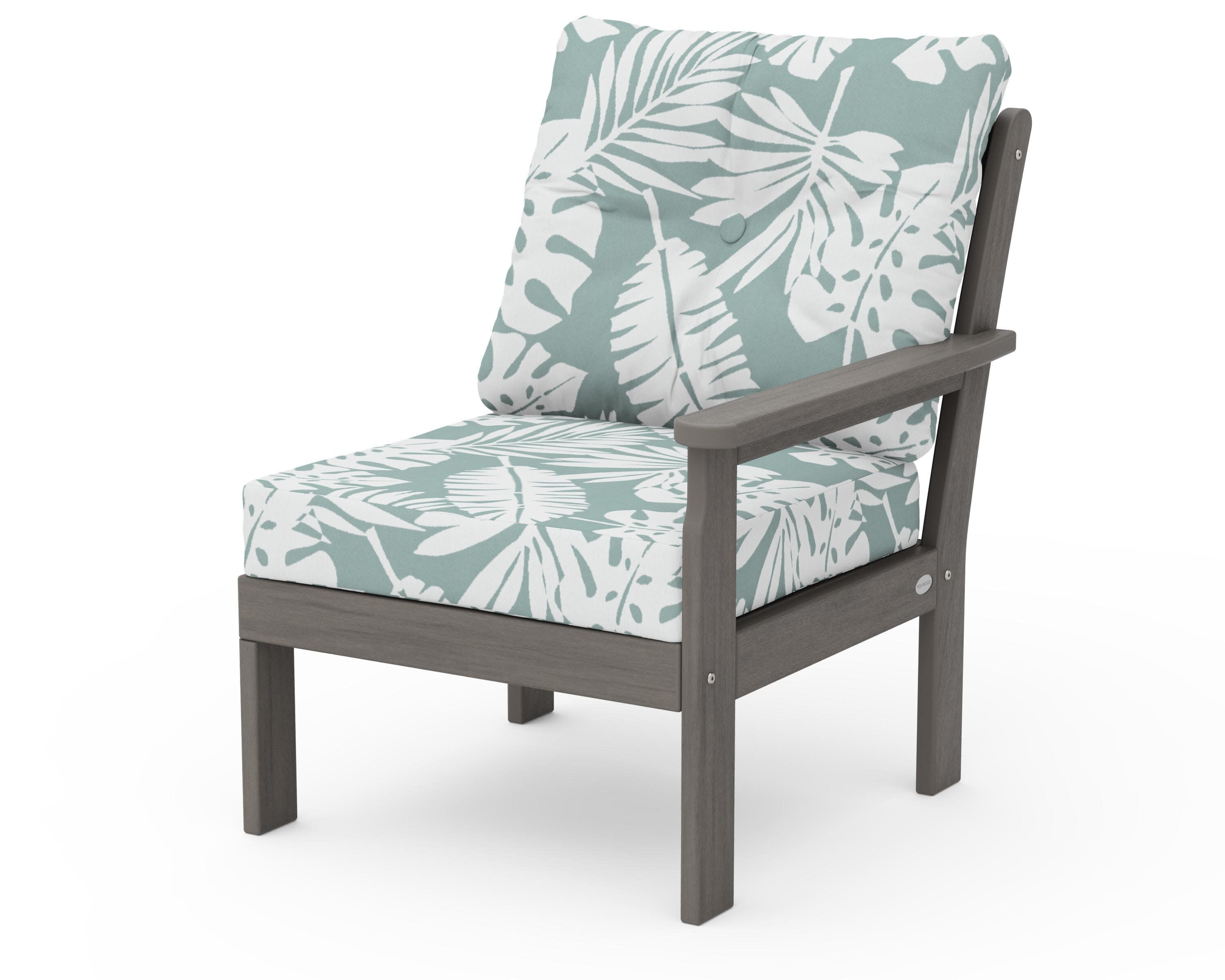 Vineyard Modular Right Arm Chair in Driftwood / Leaf Glacier Spa