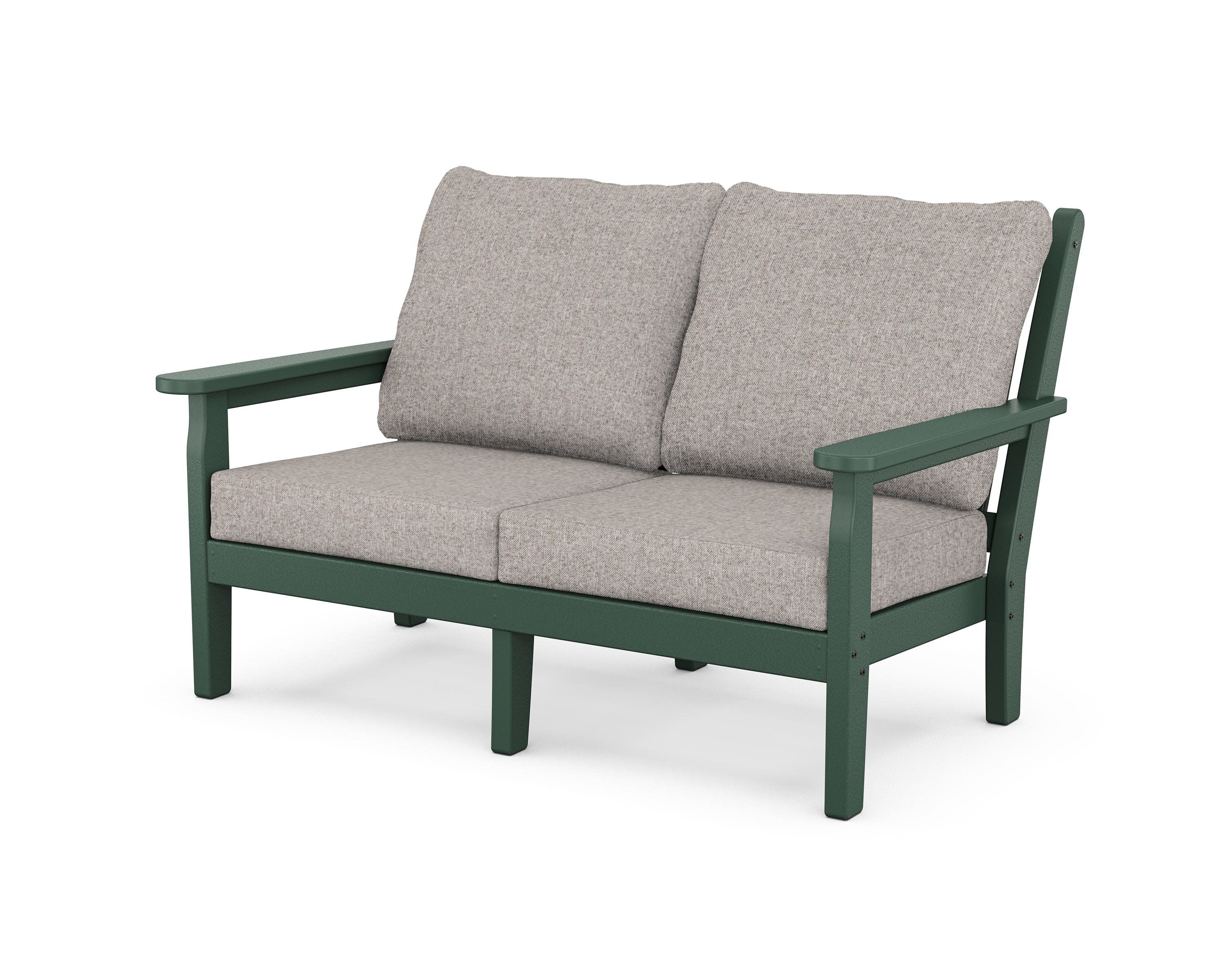 Chippendale Deep Seating Loveseat in Green / Weathered Tweed