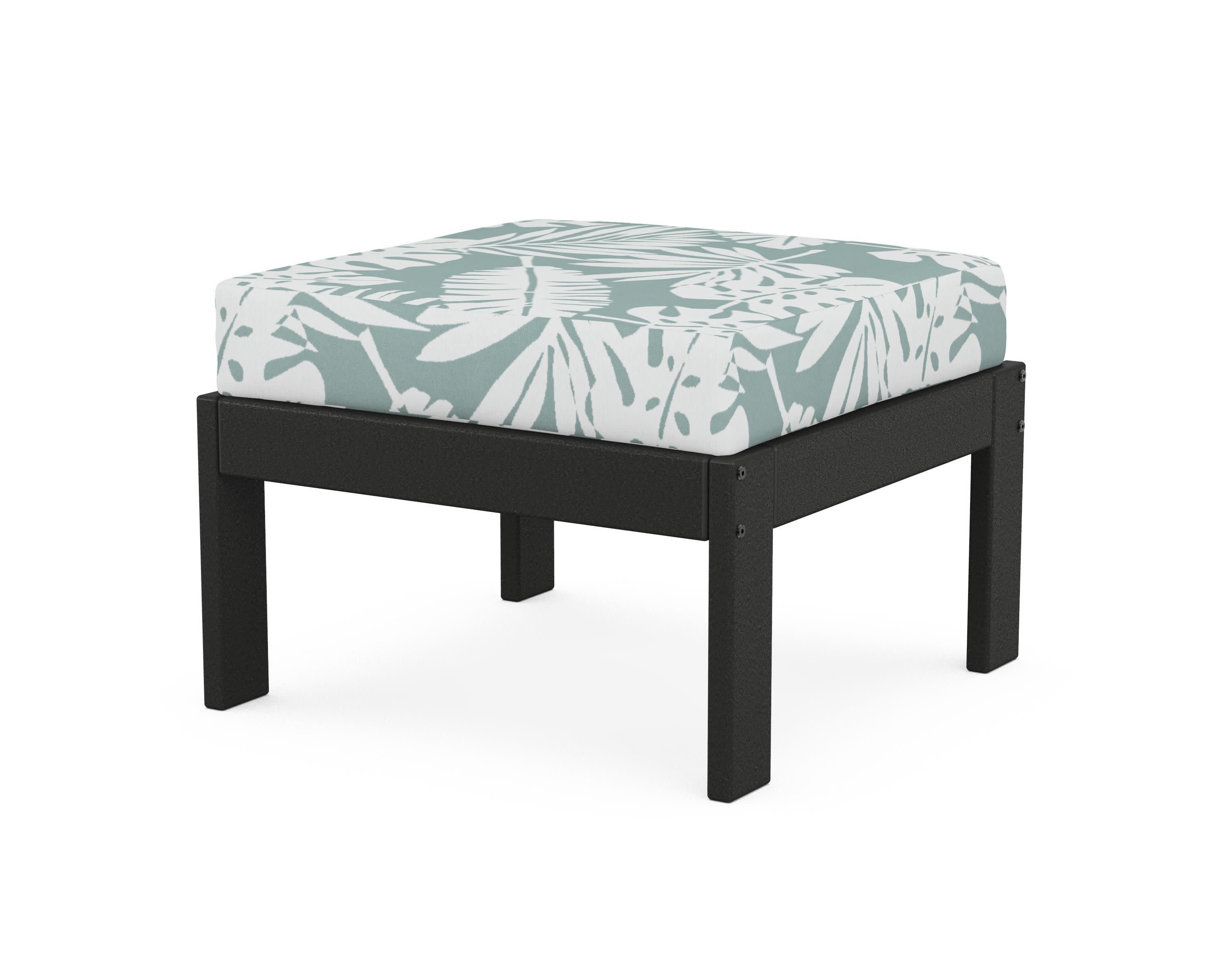 Vineyard Modular Ottoman in Black / Leaf Glacier Spa