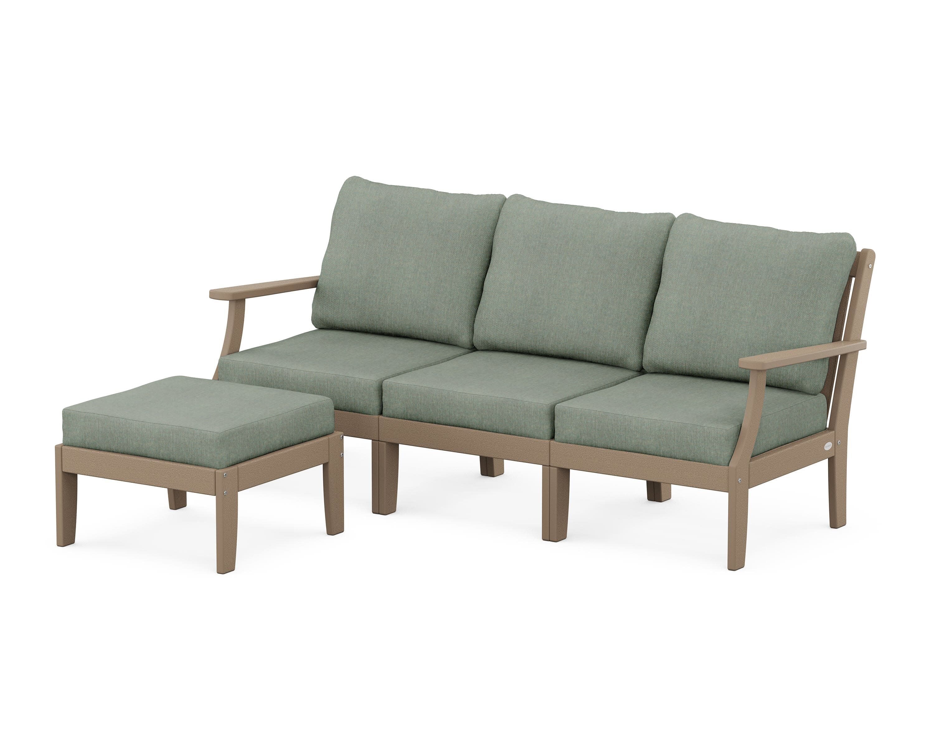 Braxton Modular 4-Piece Deep Seating Set with Ottoman in Vintage Sahara / Cast Sage