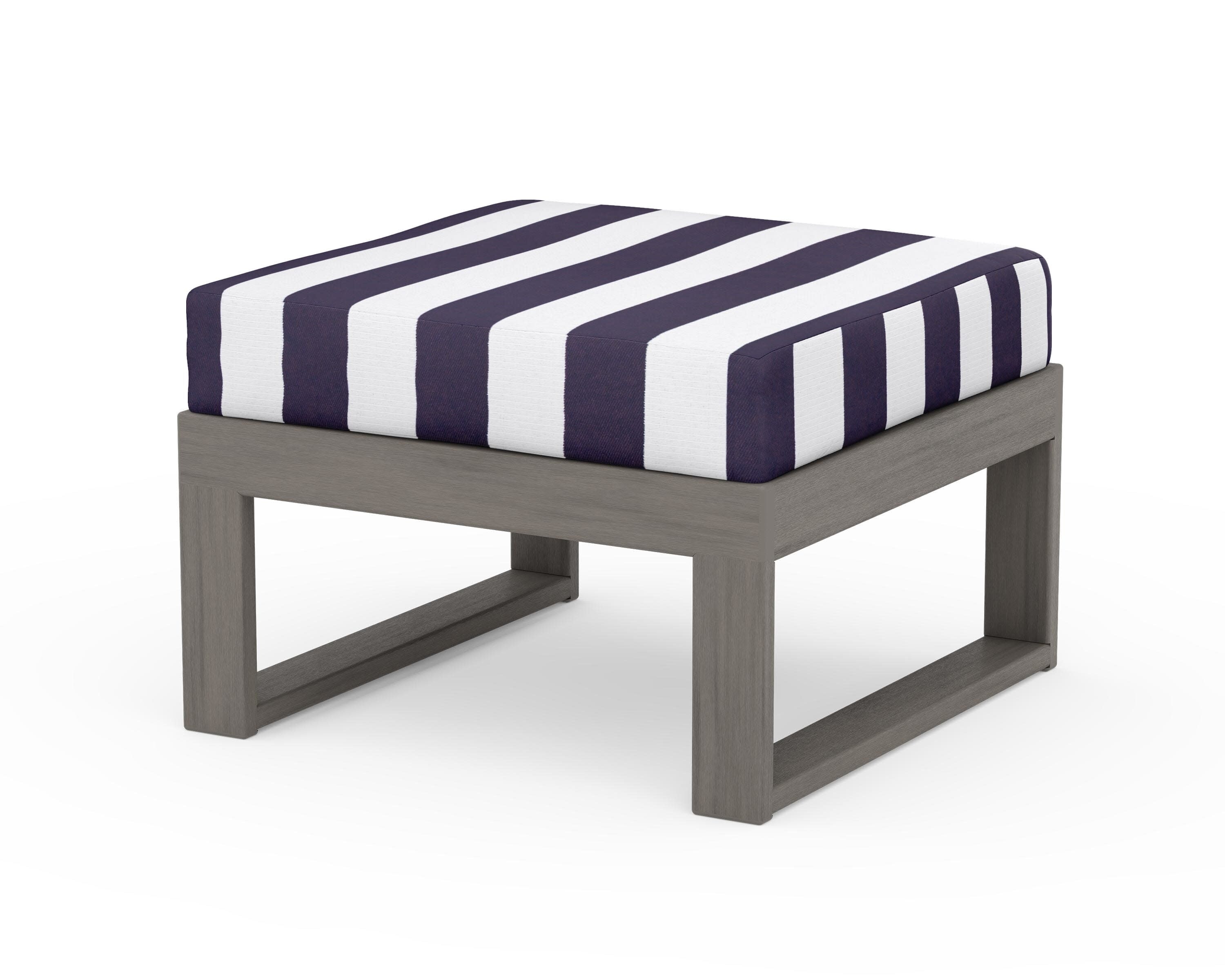 Modular Ottoman - Modern in Driftwood / Cabana Stripe Navy