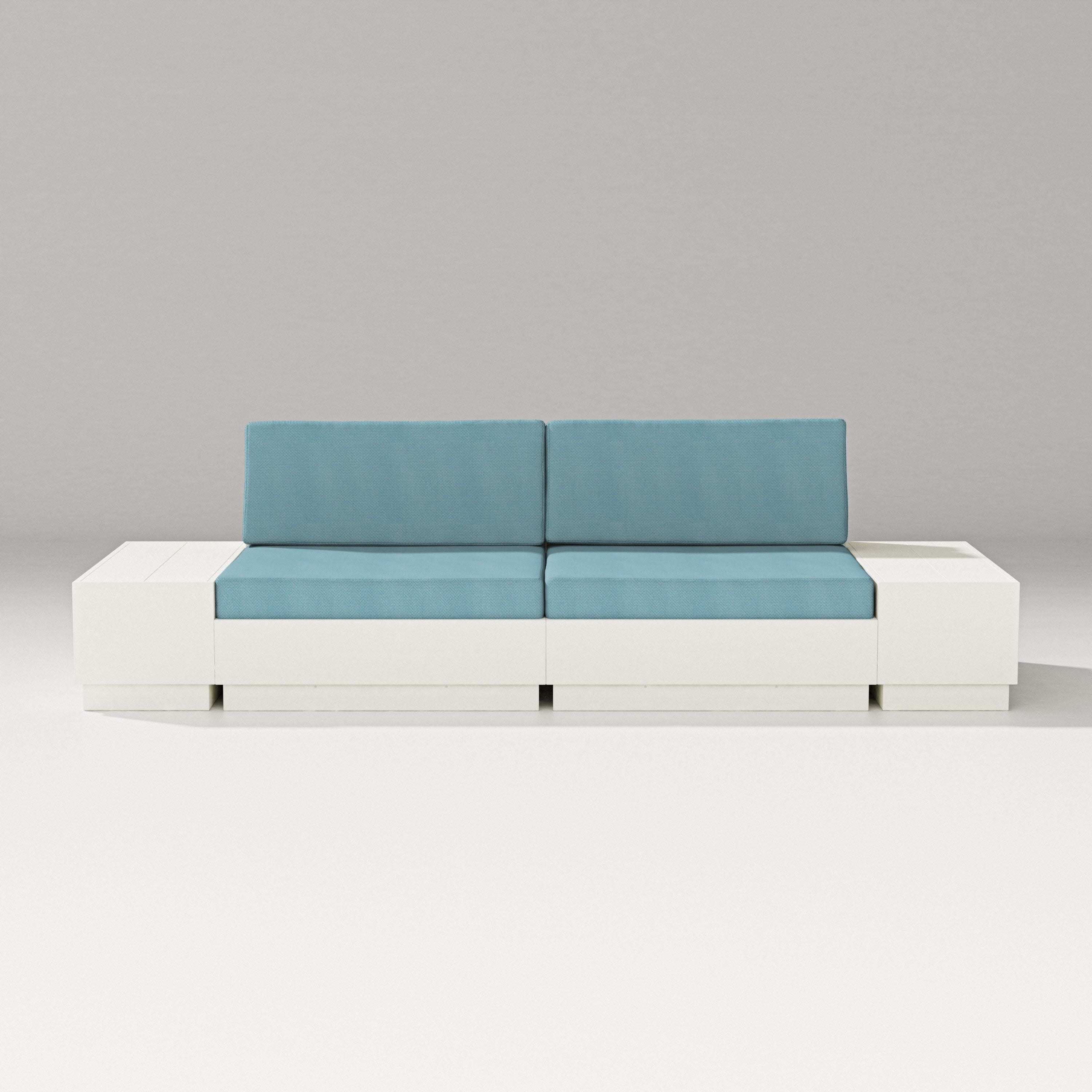 Elevate 4-Piece Loveseat Sectional in Vintage White / Lattice Sky Blue